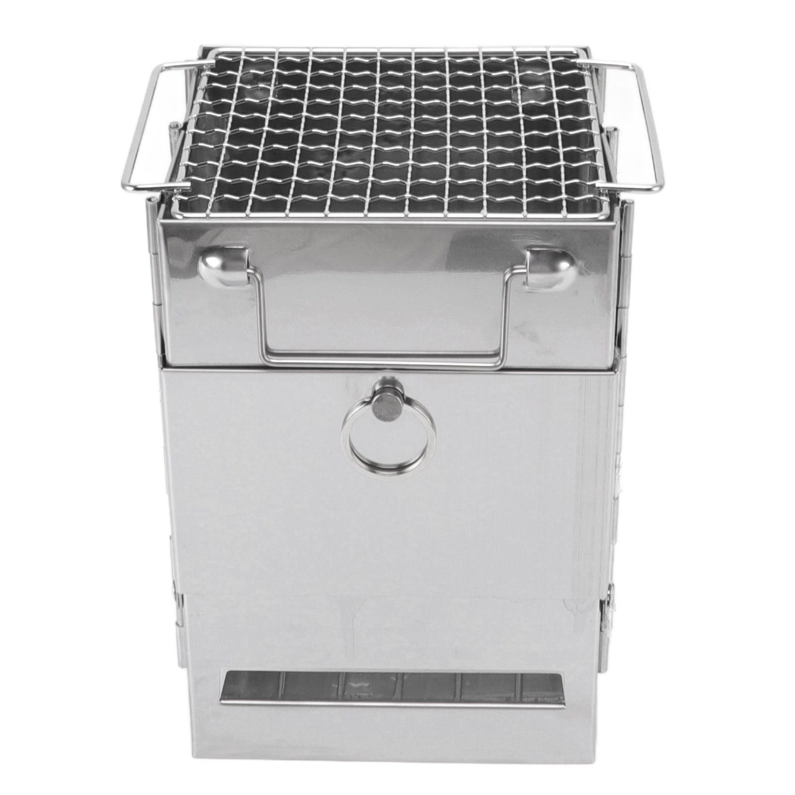 Camping Wood Stove Foldable Stainless Steel Integrated Mini BBQ Grill for Warm view 5