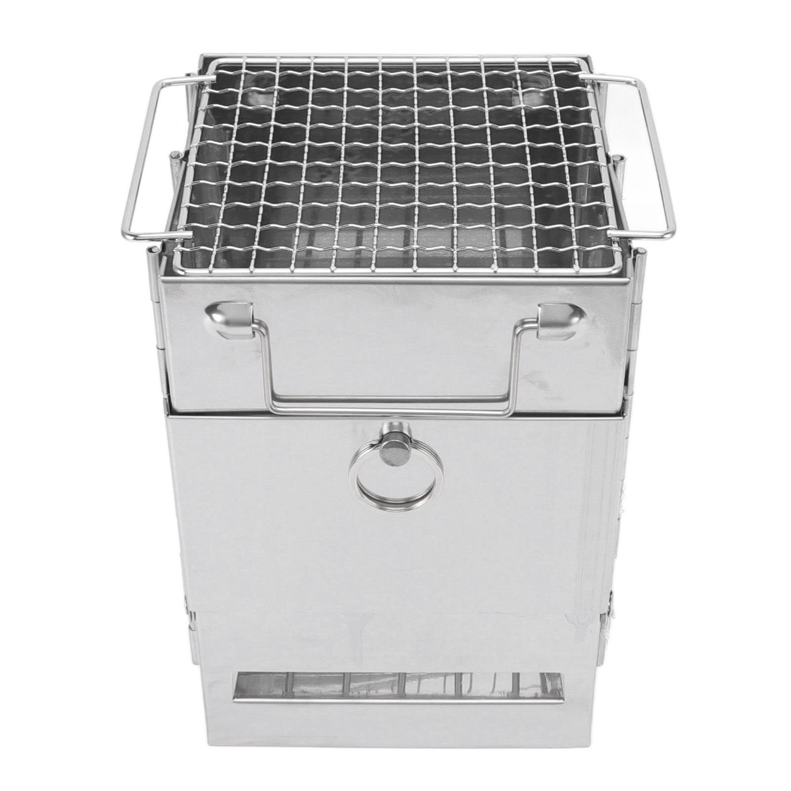 Camping Wood Stove Foldable Stainless Steel Integrated Mini BBQ Grill for Warm view 7