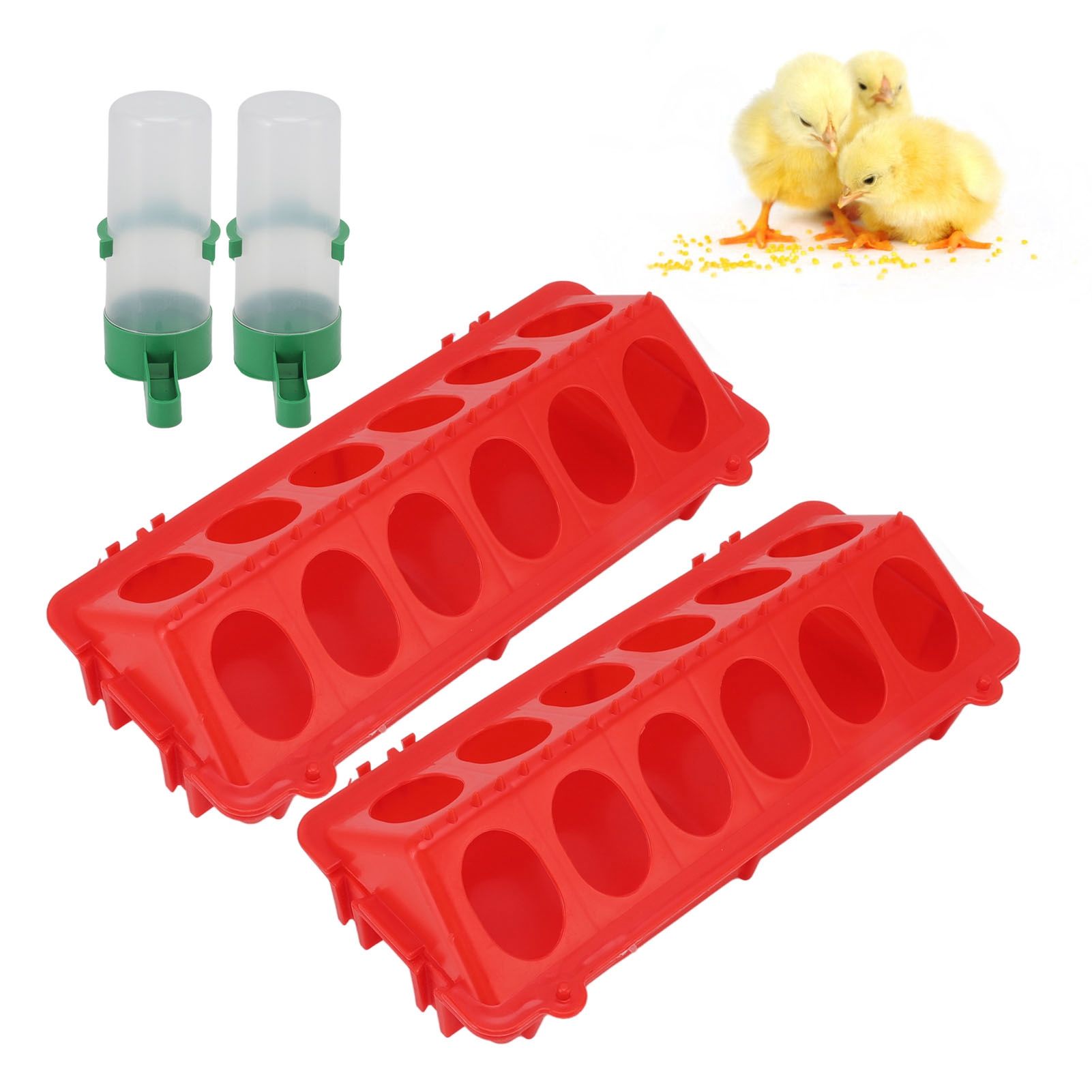 2Set Flip Top Chick Birds Water Feeder PP Chicken Trough Automatic Feeder with view 11