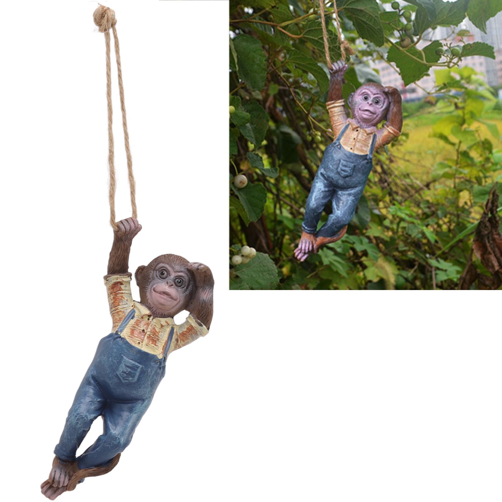 Garden Monkey Statues Cute Simulation Resin Hanging Monkey Garden Ornament for view 10
