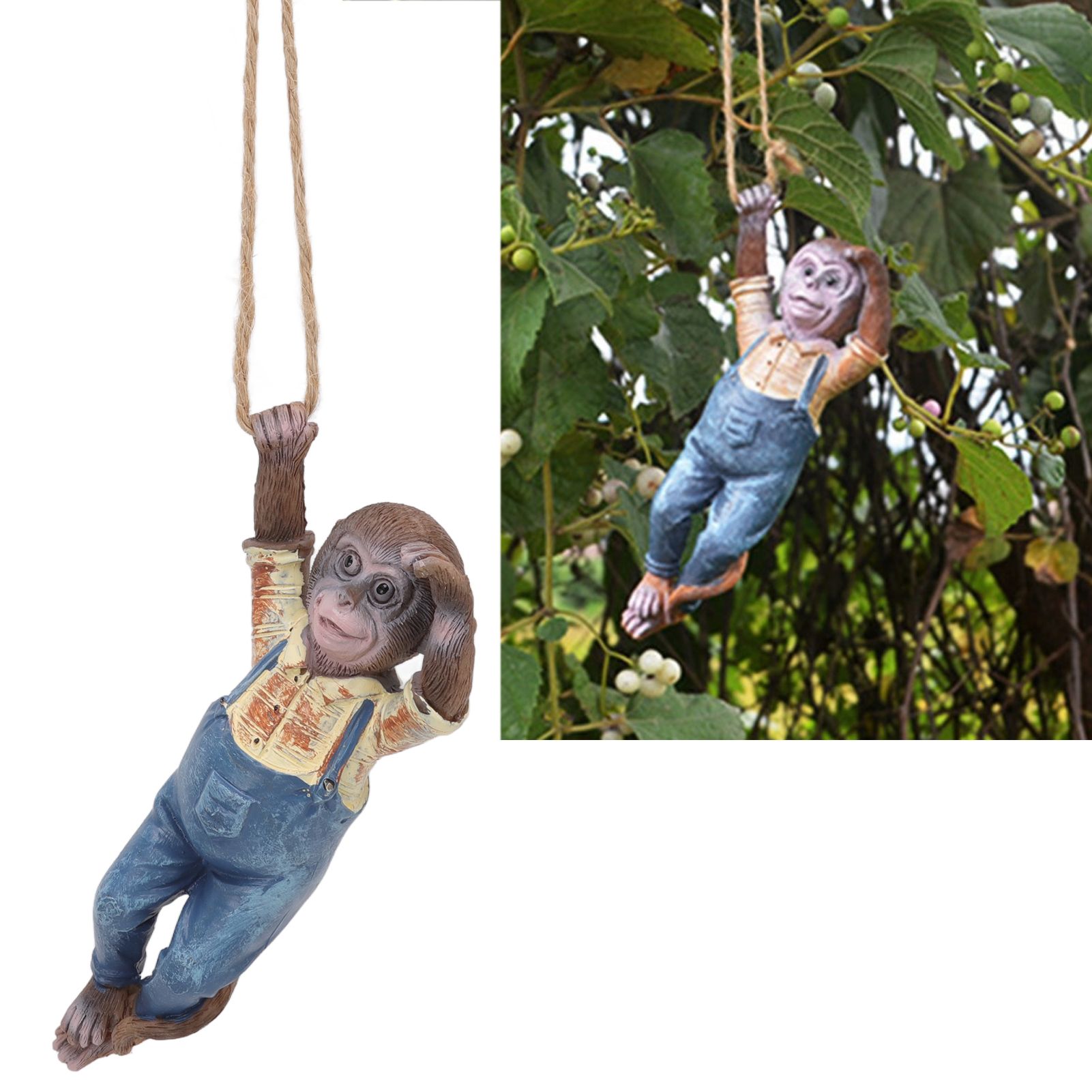 Garden Monkey Statues Cute Simulation Resin Hanging Monkey Garden Ornament for view 12