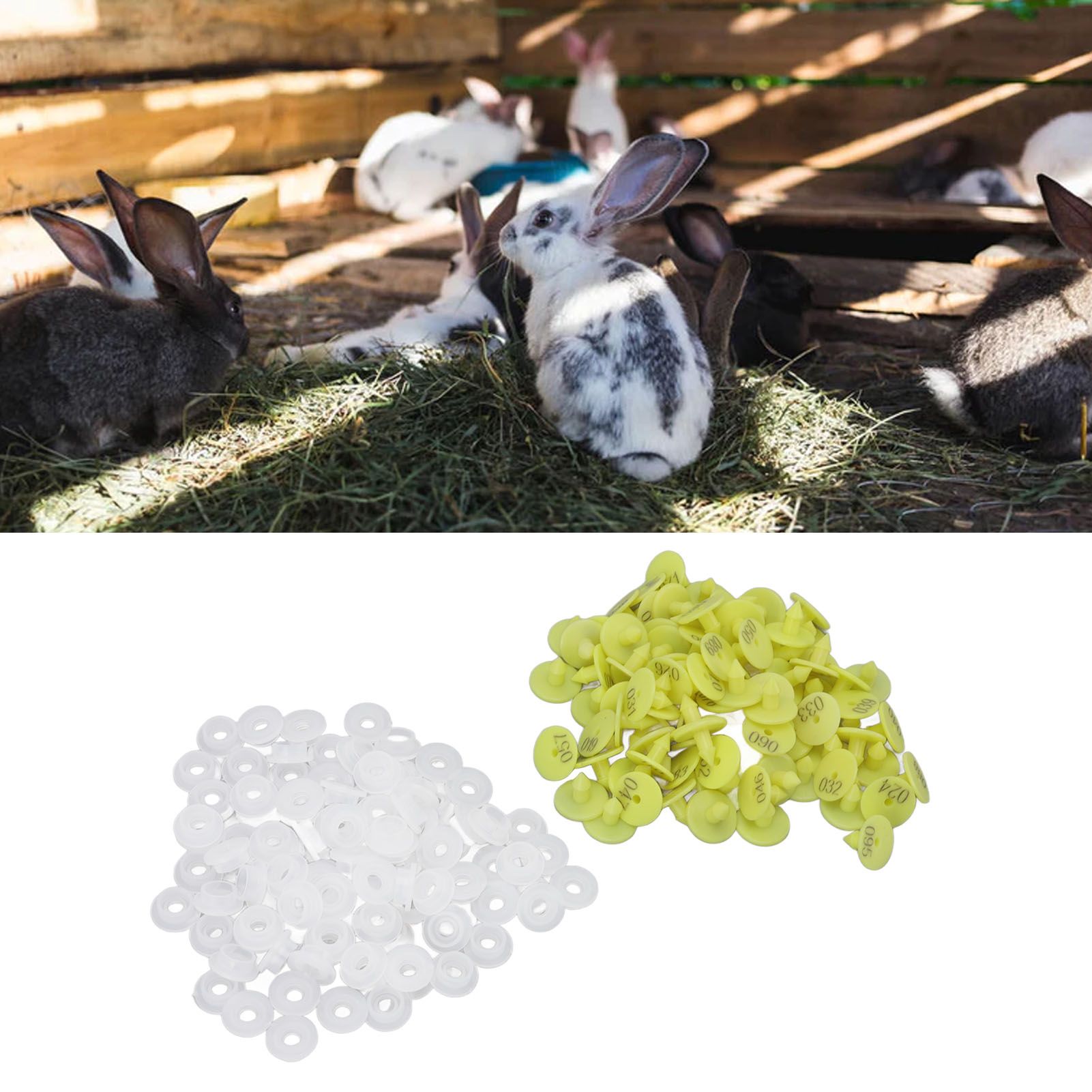 100PCS Livestock Ear Tag Bright Yellow PP Fadeless Reusable Universal Animal view 11