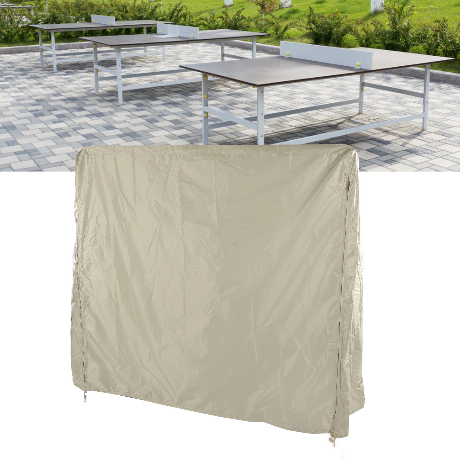 Table Tennis Table Dust Cover 190 Silver Coated Polyester Taffeta Courtyard view 12