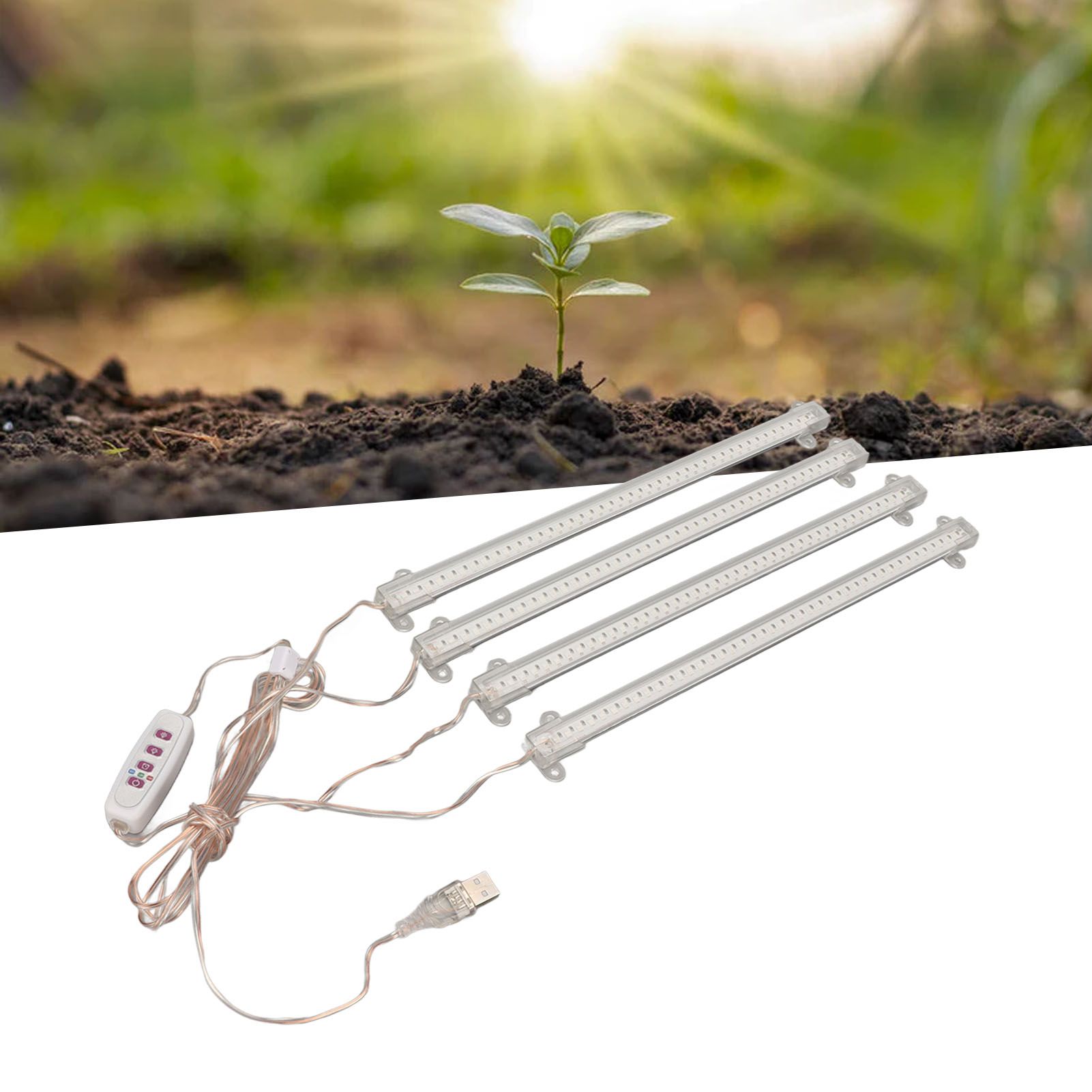 Plant Grow Light 4 Heads USB Plug Dimmable Timer Function Full Spectrum LED view 12