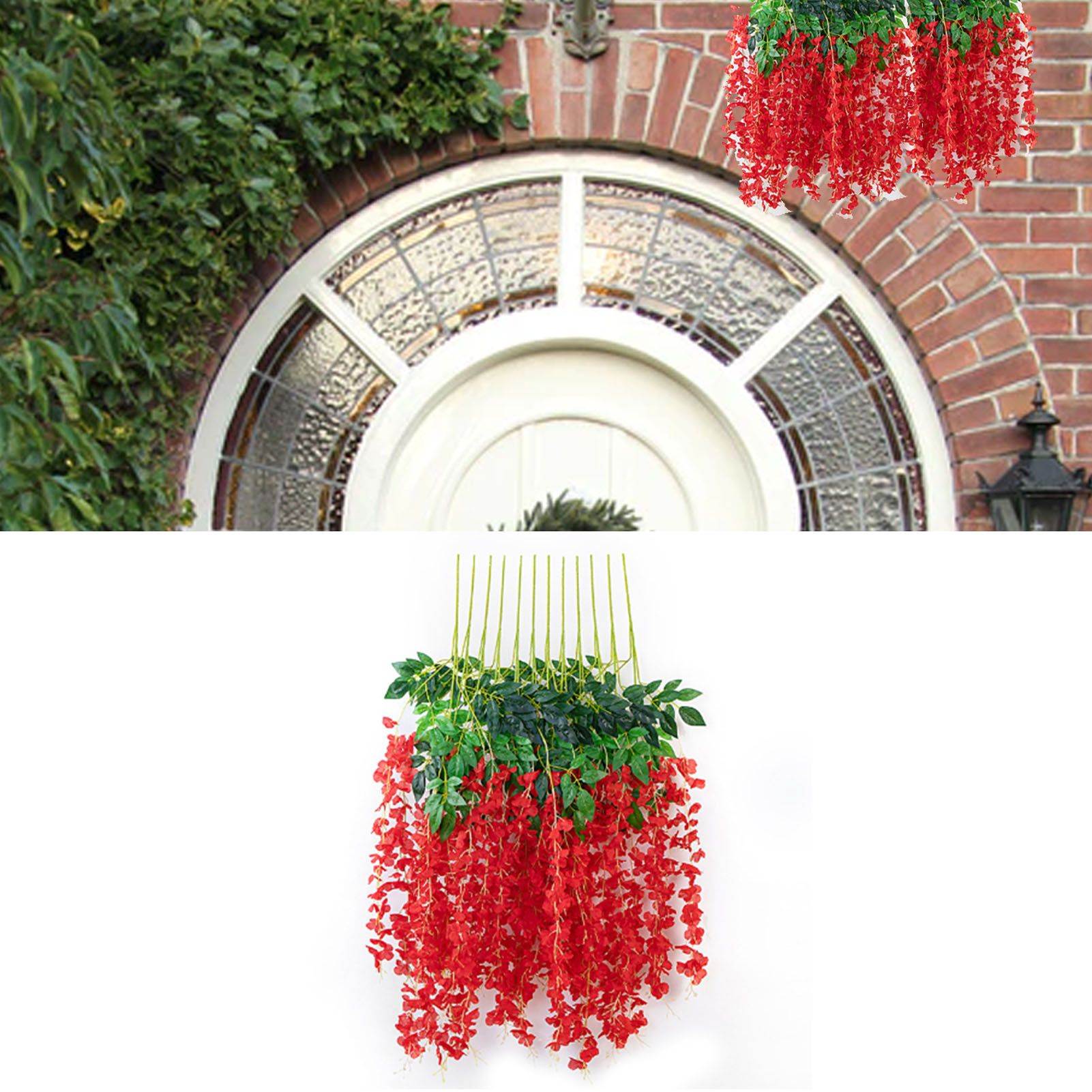 Simulated 6 Leaves Wisteria Decoration Silk Flower Artificial Faux Indoor Vine view 5