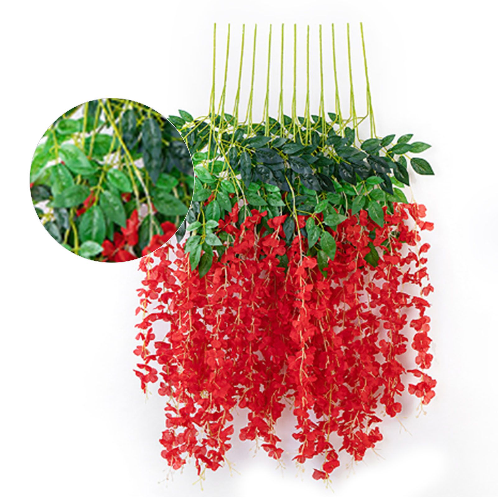 Simulated 6 Leaves Wisteria Decoration Silk Flower Artificial Faux Indoor Vine view 10