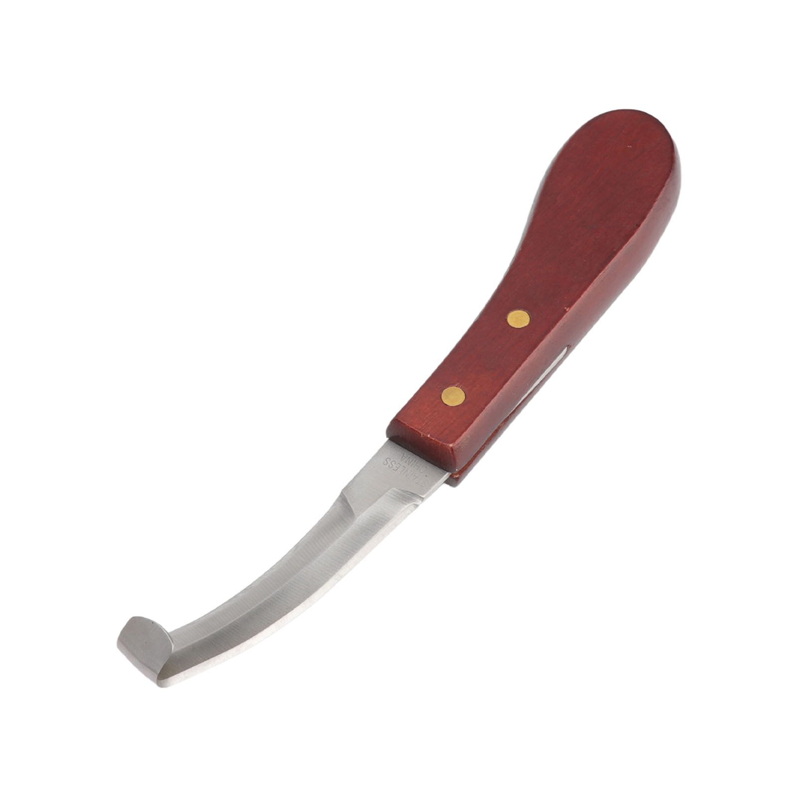 Hoof Knife Razor Stainless Steel Double Sided Blade Ergonomic Wooden Handle view 2