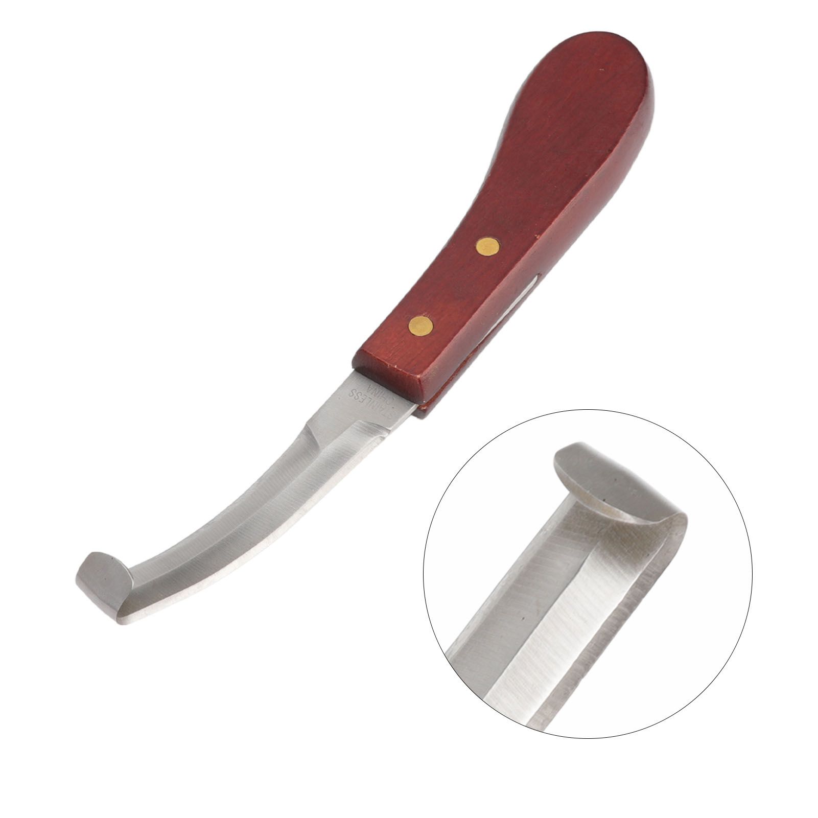 Hoof Knife Razor Stainless Steel Double Sided Blade Ergonomic Wooden Handle view 9
