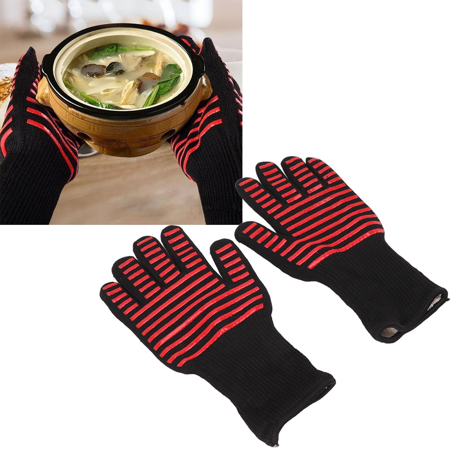 2PCS BBQ Fire Gloves Flame Retardant High Temperature Resistant Microwave Oven view 12