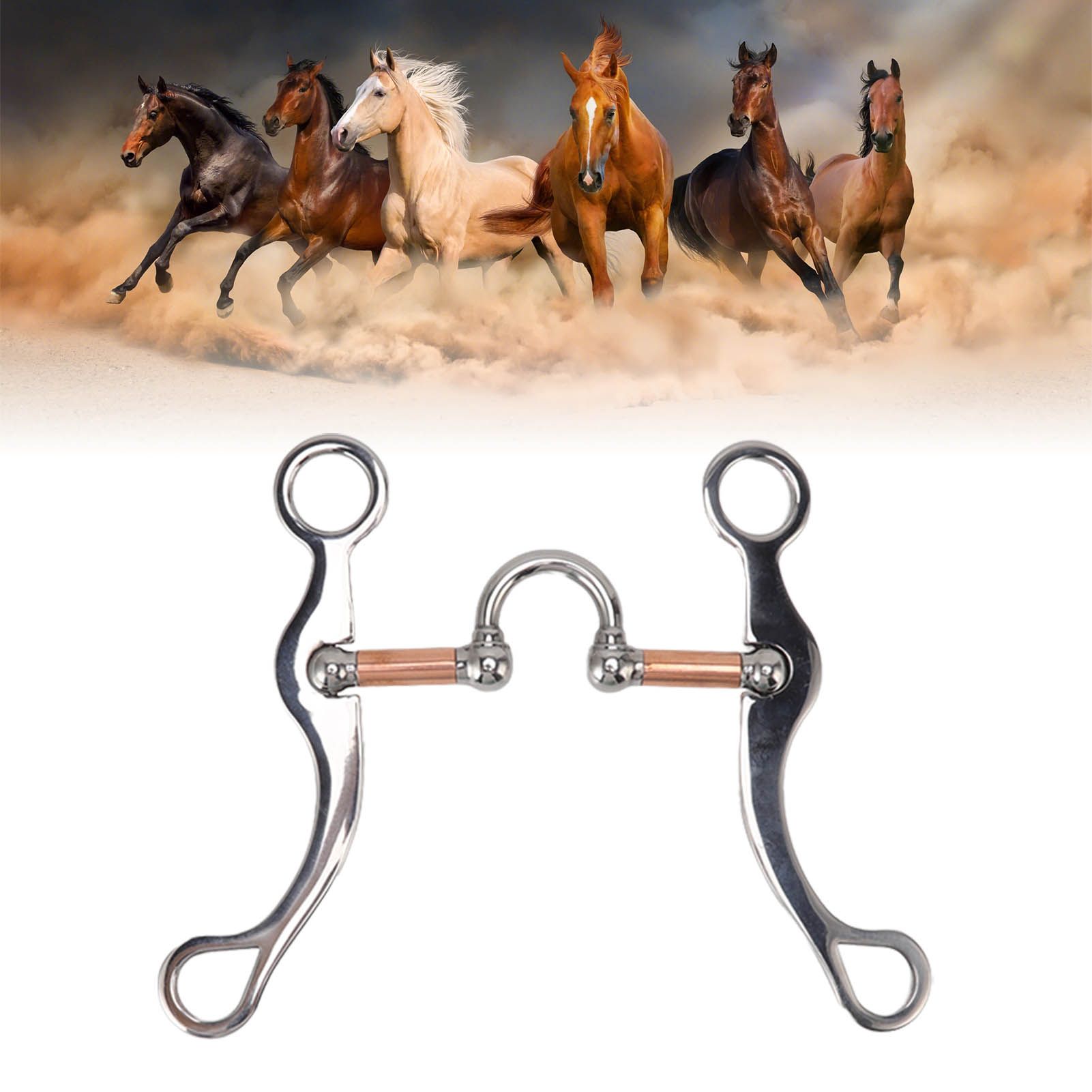 Horse Snaffle Bit Stainless Steel Rose Gold Plated Horse Gag Loose Ring view 12