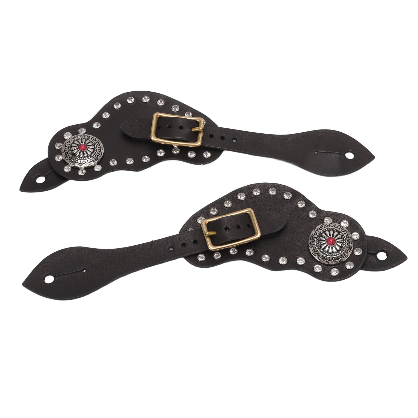 1Pair Spur Strap Leather Rhinestone Western Vintage Style Horse Riding view 2