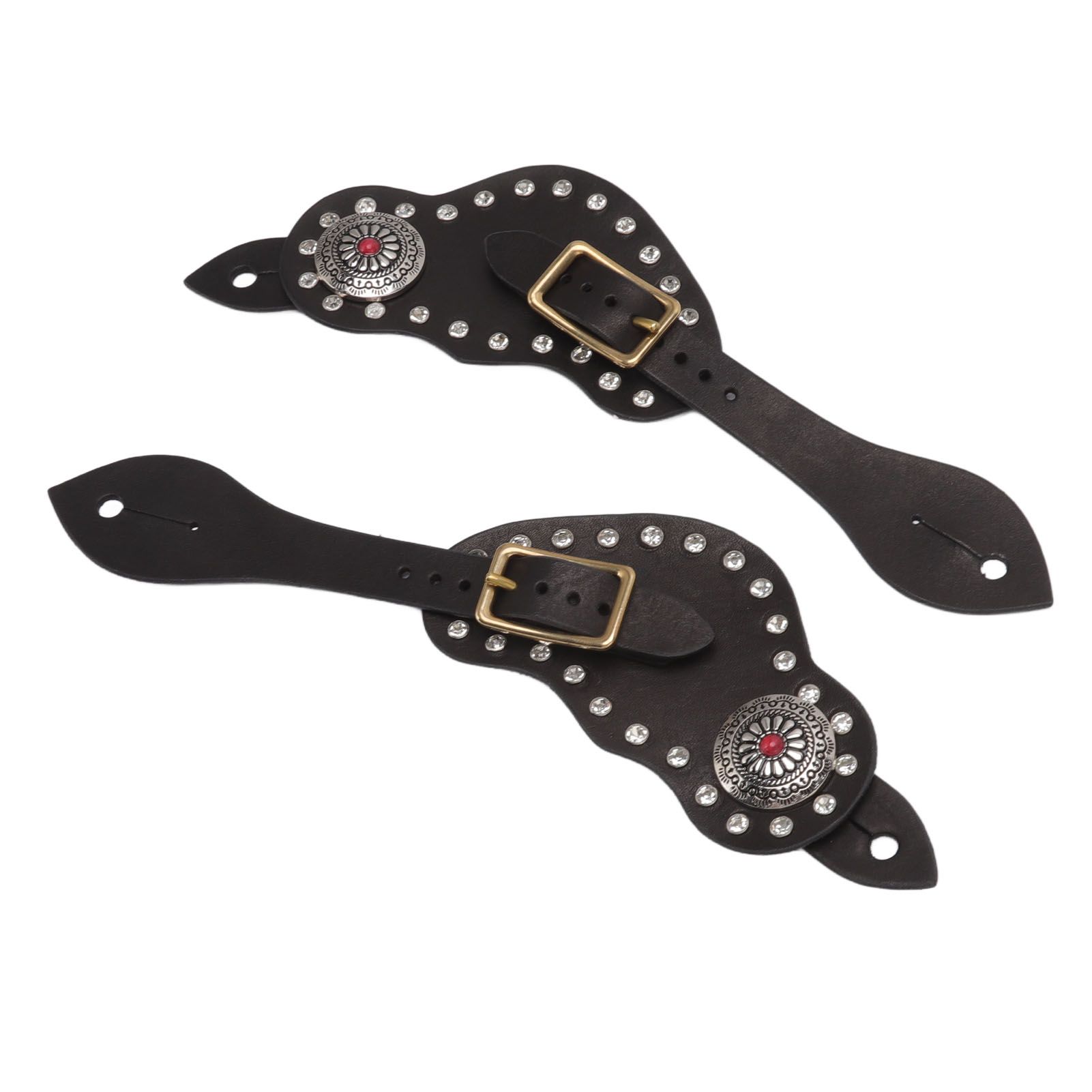 1Pair Spur Strap Leather Rhinestone Western Vintage Style Horse Riding view 3