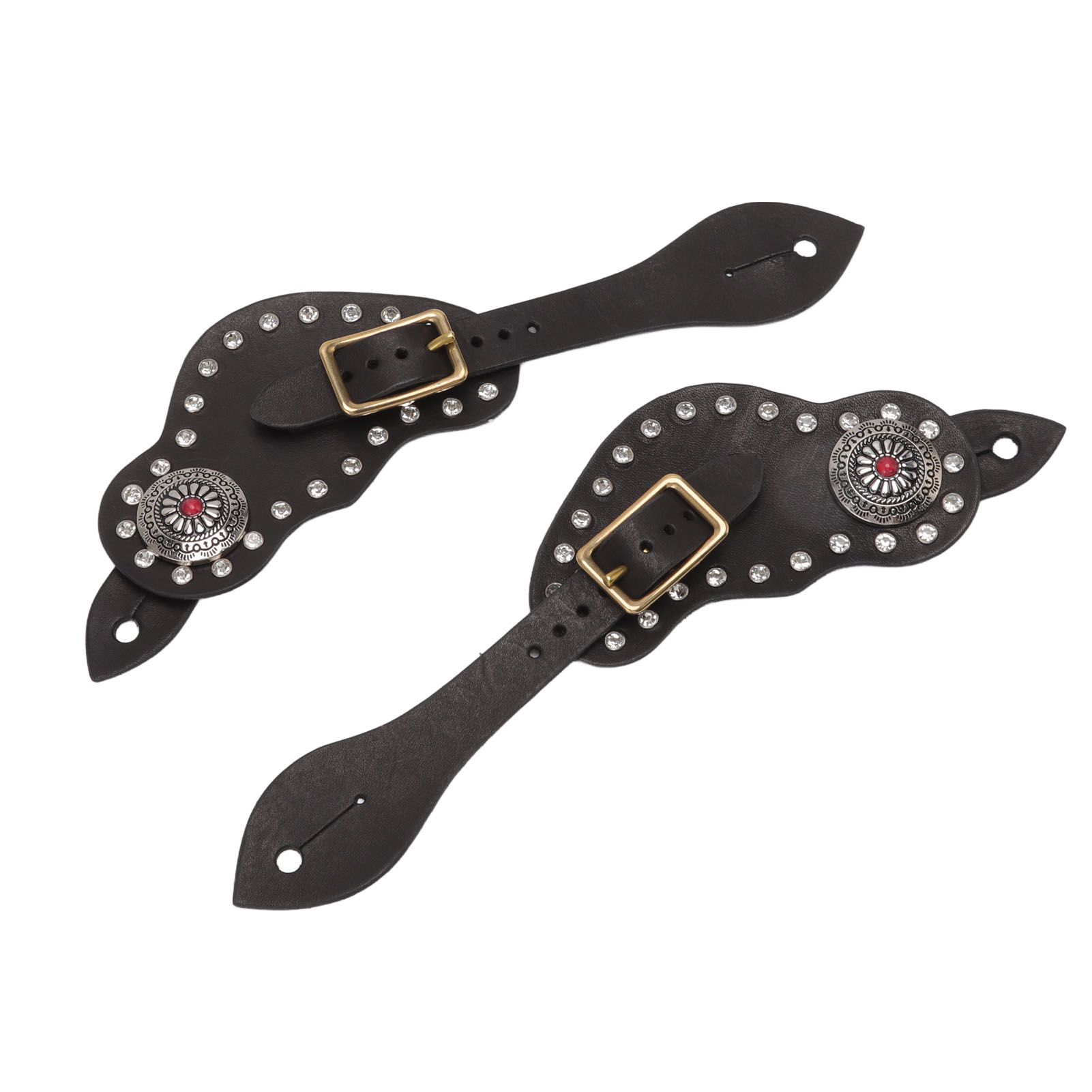 1Pair Spur Strap Leather Rhinestone Western Vintage Style Horse Riding view 4