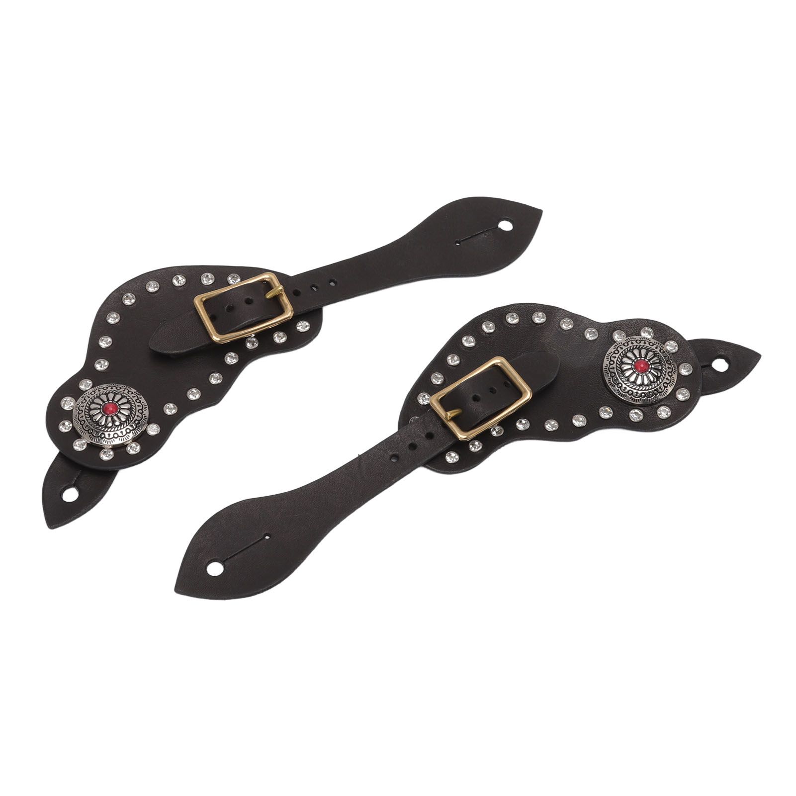 1Pair Spur Strap Leather Rhinestone Western Vintage Style Horse Riding view 5