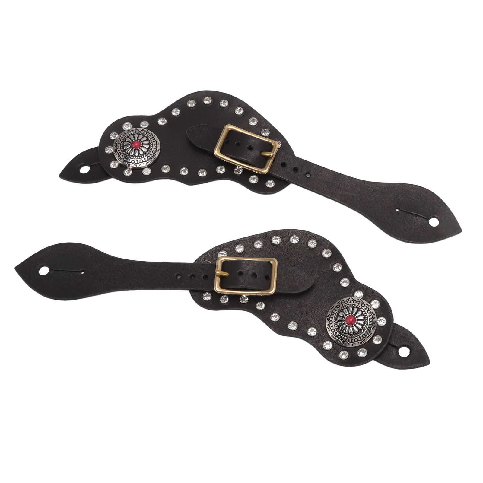 1Pair Spur Strap Leather Rhinestone Western Vintage Style Horse Riding view 6