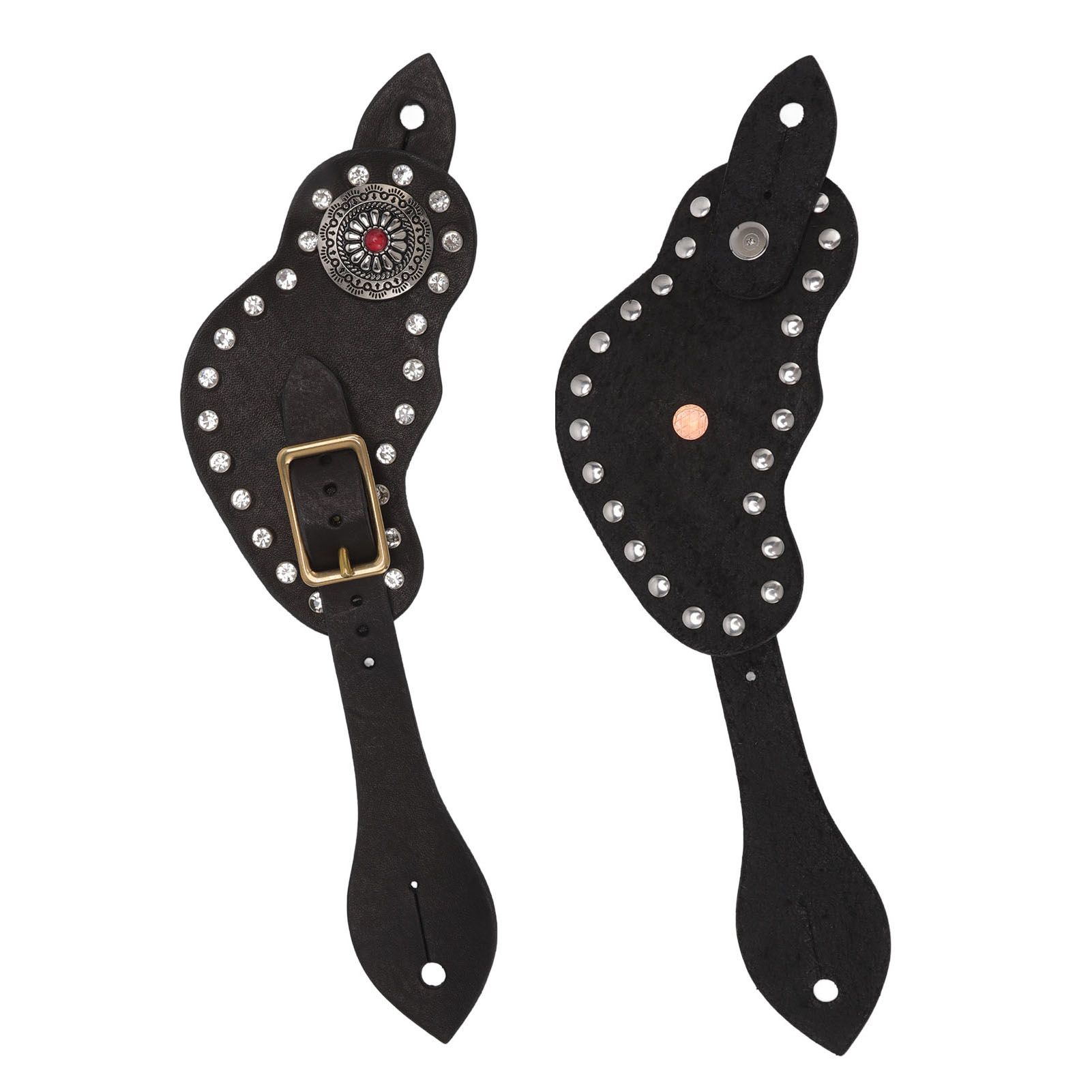 1Pair Spur Strap Leather Rhinestone Western Vintage Style Horse Riding view 9