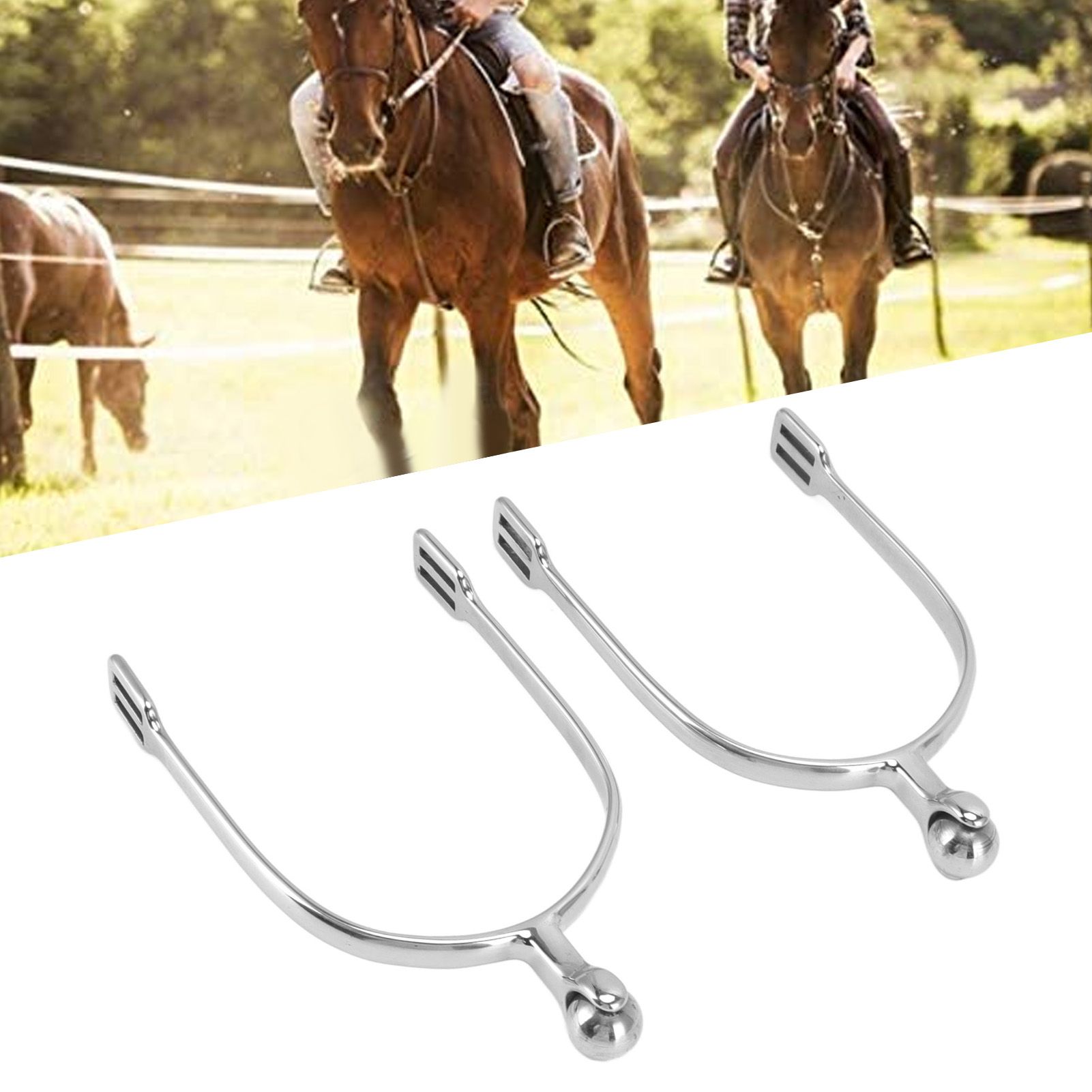 1 Pair Horse Spurs Stainless Steel Western Cowboy Equestrian Boot Spurs for view 11