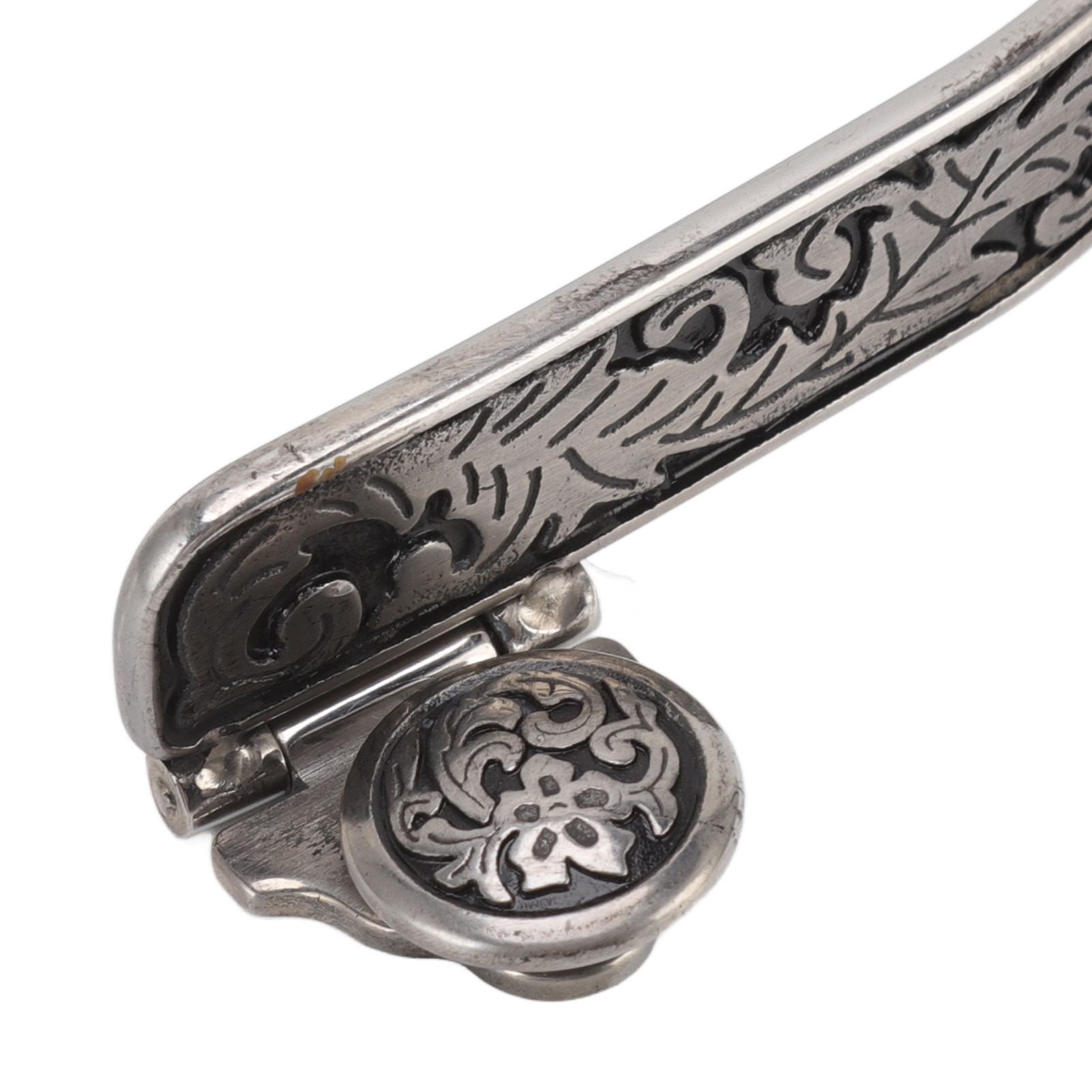 One Pair Boot Spurs Stainless Steel Vintage Leaf Patterned Western Cowboy view 14
