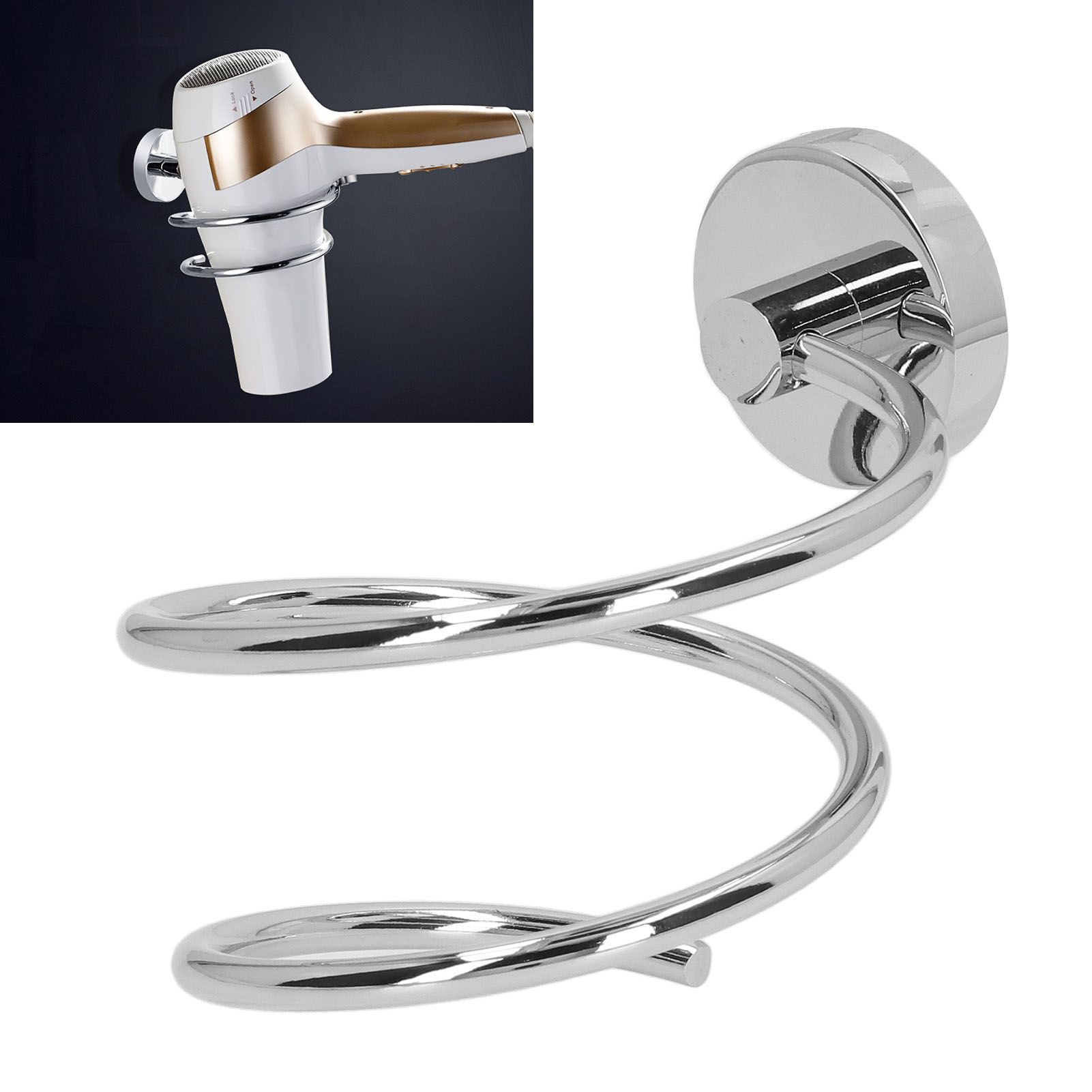 304 Stainless Steel Hair Dryer Rack Keep Tidy Wall Mount Blow Hair Dryer view 11