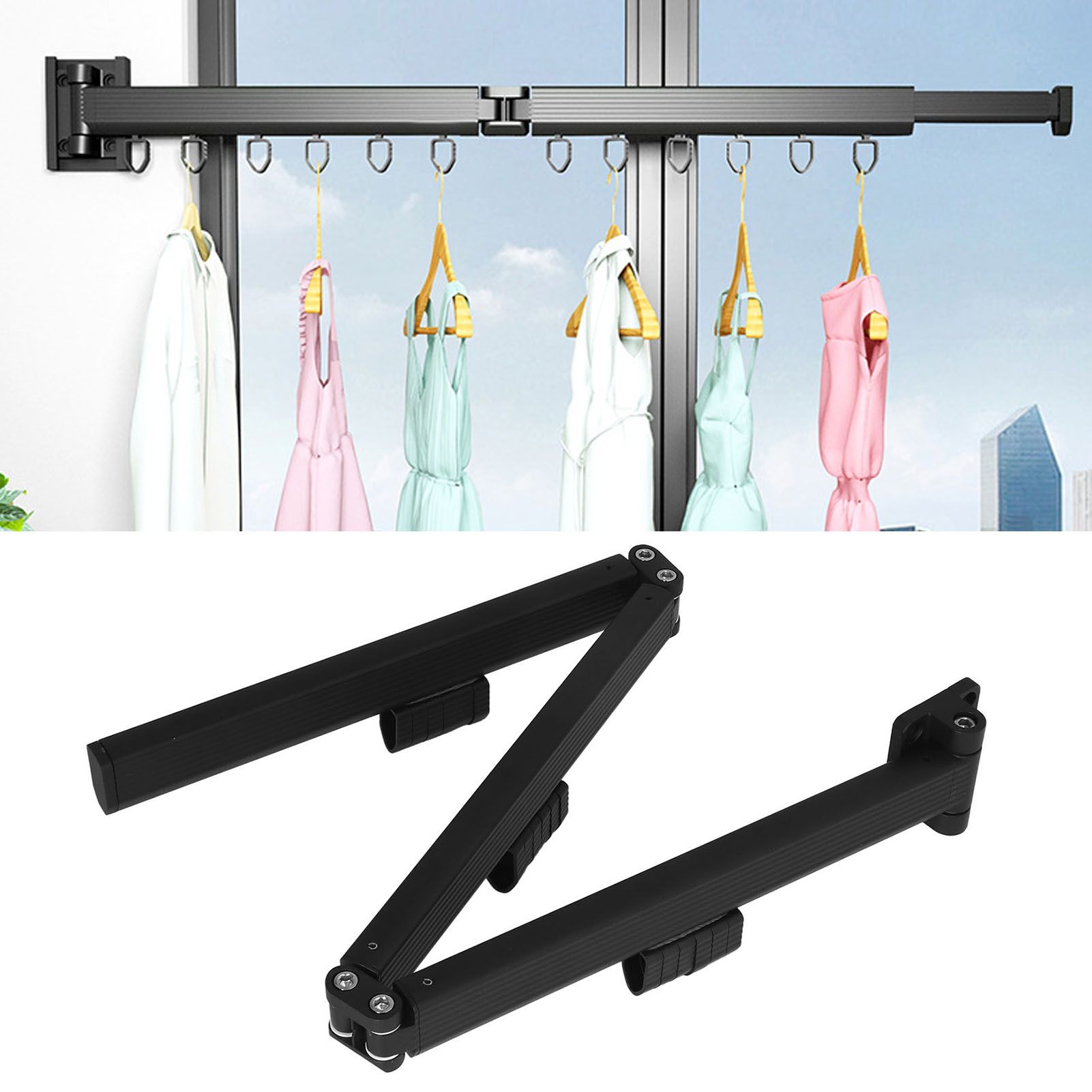 Laundry Drying Rack Retractable 3 Folding Wall Mounted Clothes Drying Rack for view 11