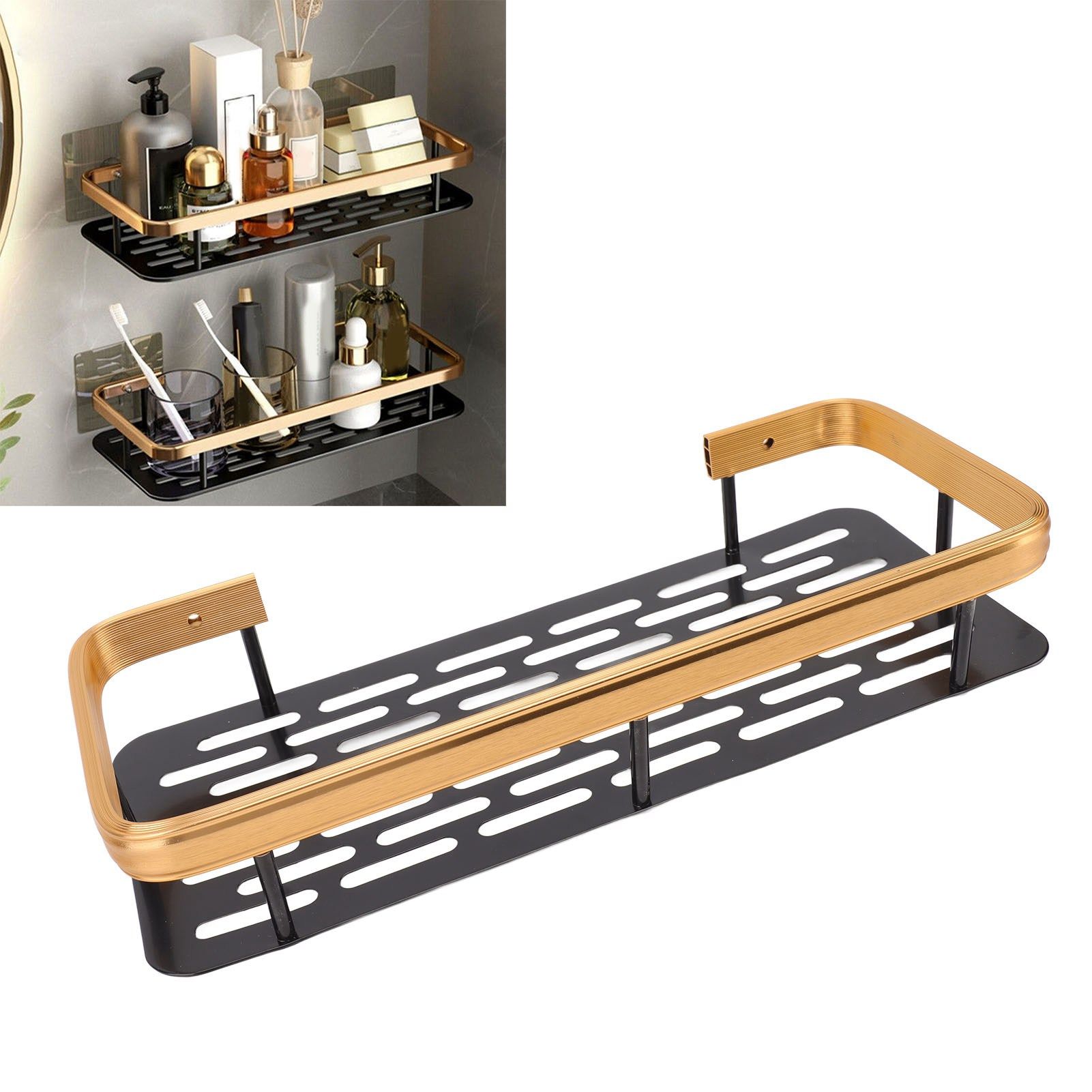 Shower Caddy Single Tier Durable Aluminium Rustproof Sticker Installation view 11