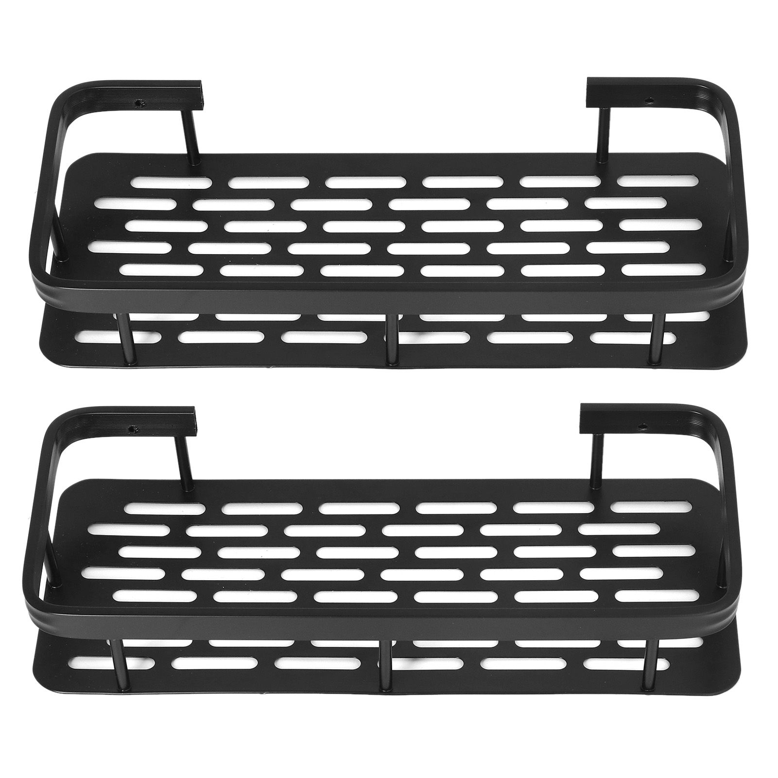 Shower Caddy Double Layer Rectangle Shape Space Saving Aluminum Punching Free view 3