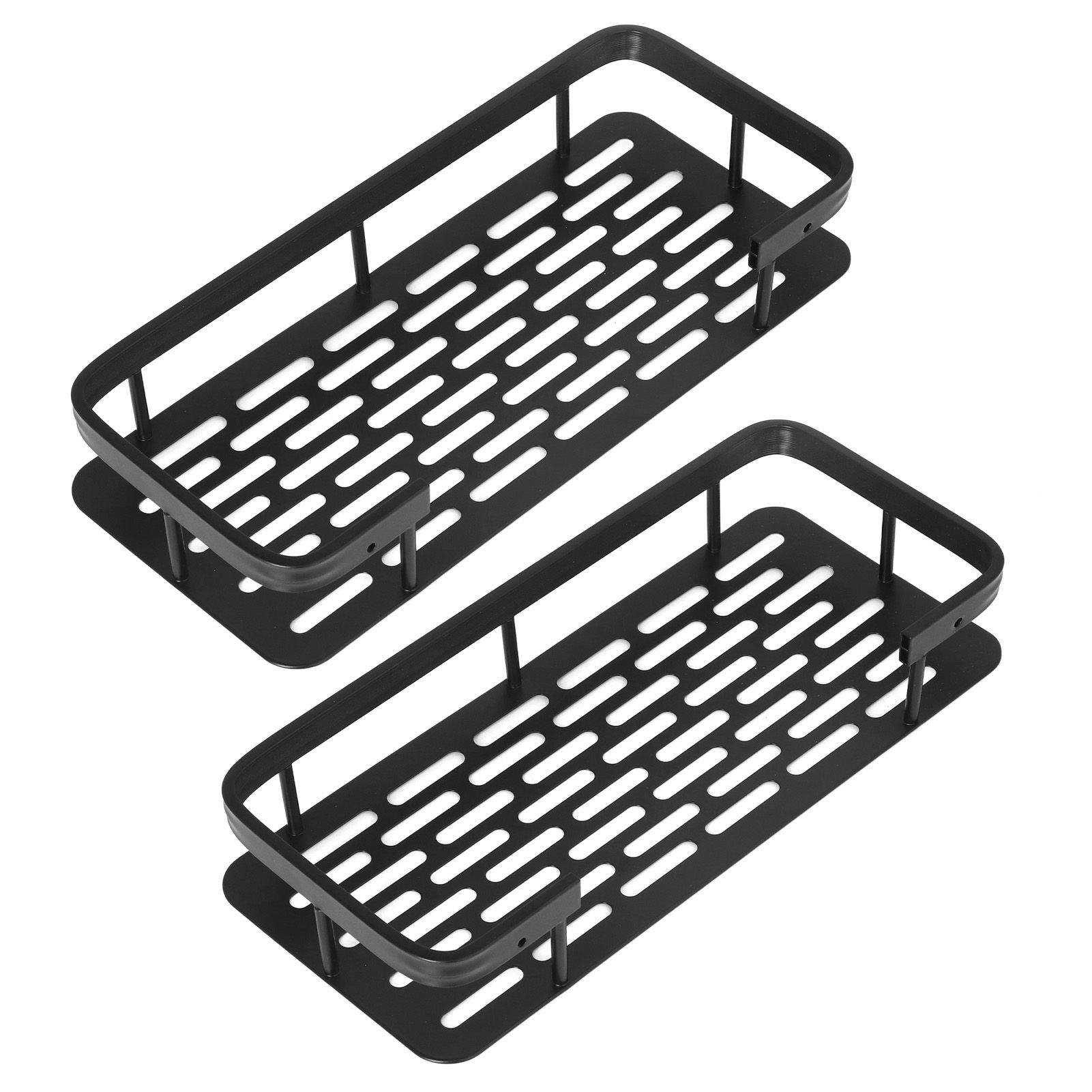 Shower Caddy Double Layer Rectangle Shape Space Saving Aluminum Punching Free view 6