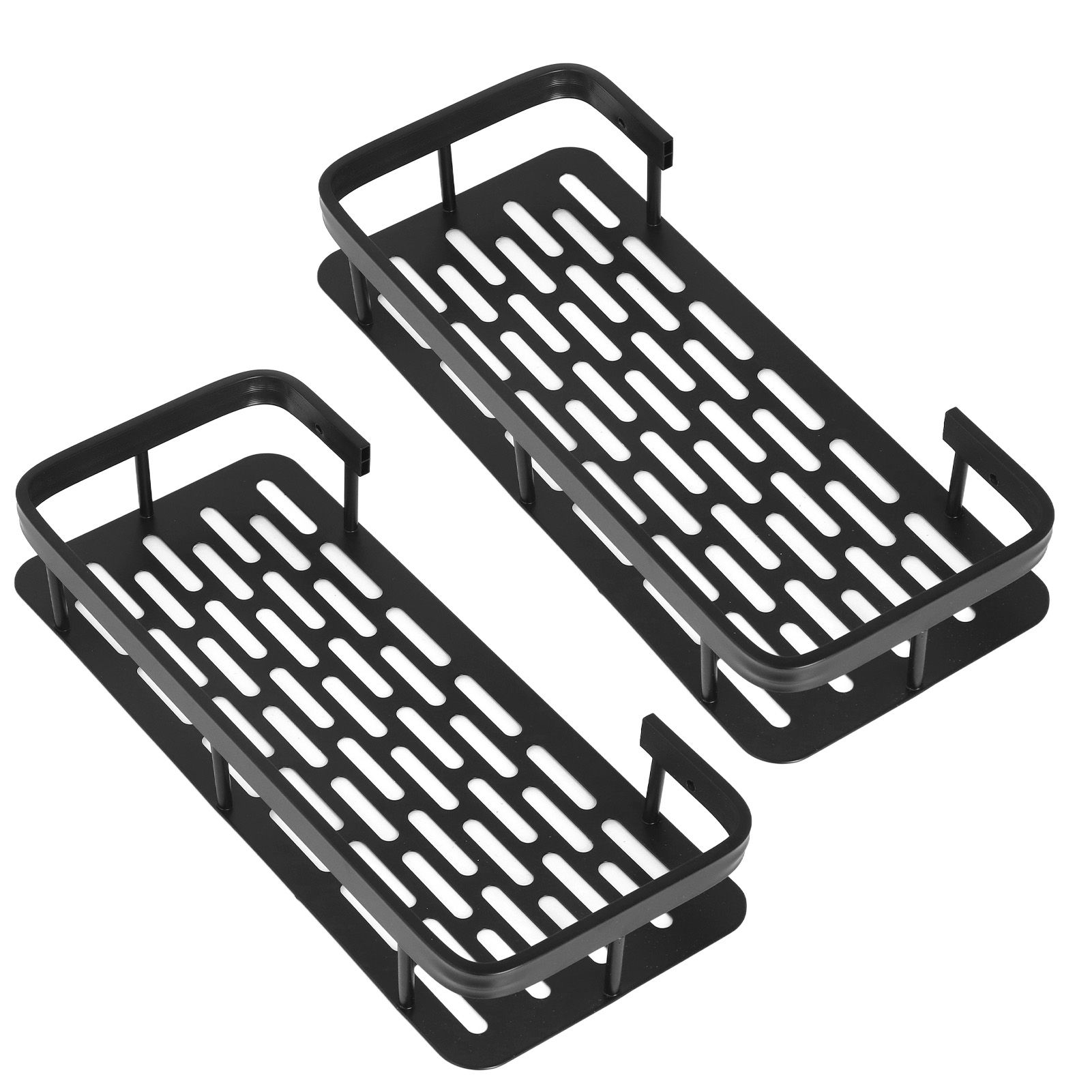 Shower Caddy Double Layer Rectangle Shape Space Saving Aluminum Punching Free view 7