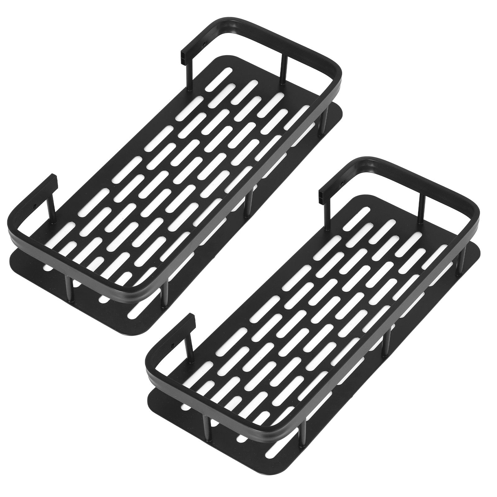 Shower Caddy Double Layer Rectangle Shape Space Saving Aluminum Punching Free view 8