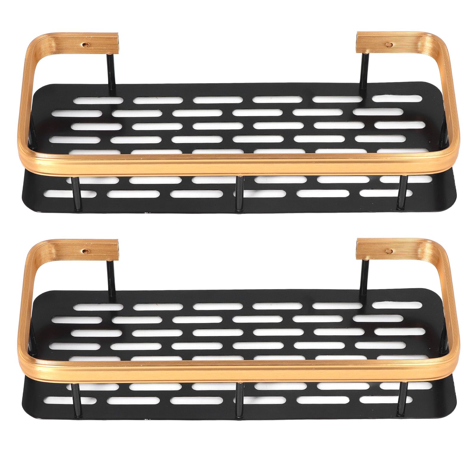Shower Caddy Double Layer Rectangle Shape Space Saving Aluminum Punching Free view 10