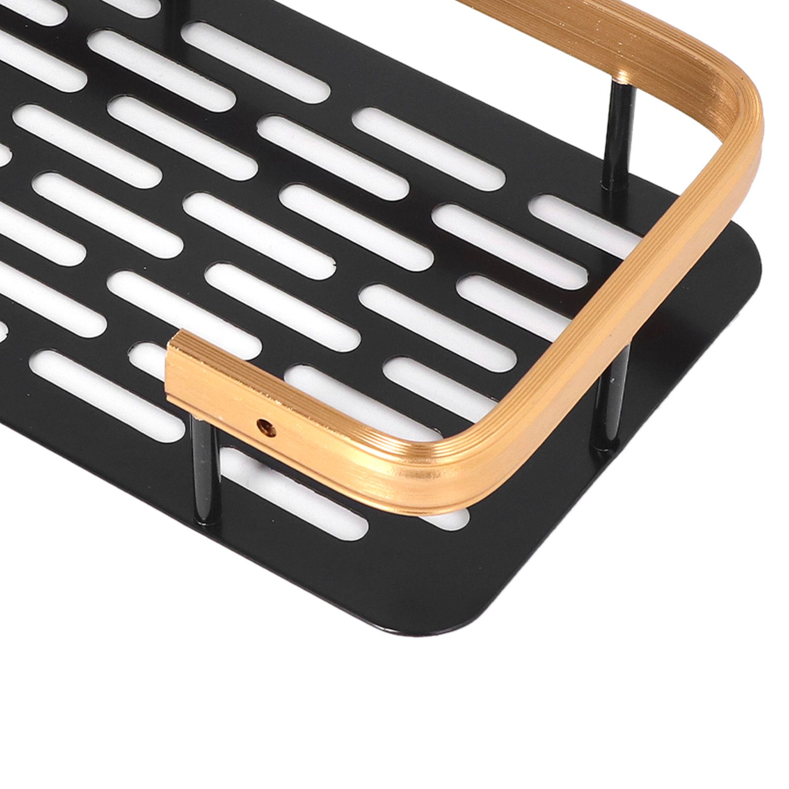 Shower Caddy Double Layer Rectangle Shape Space Saving Aluminum Punching Free view 14