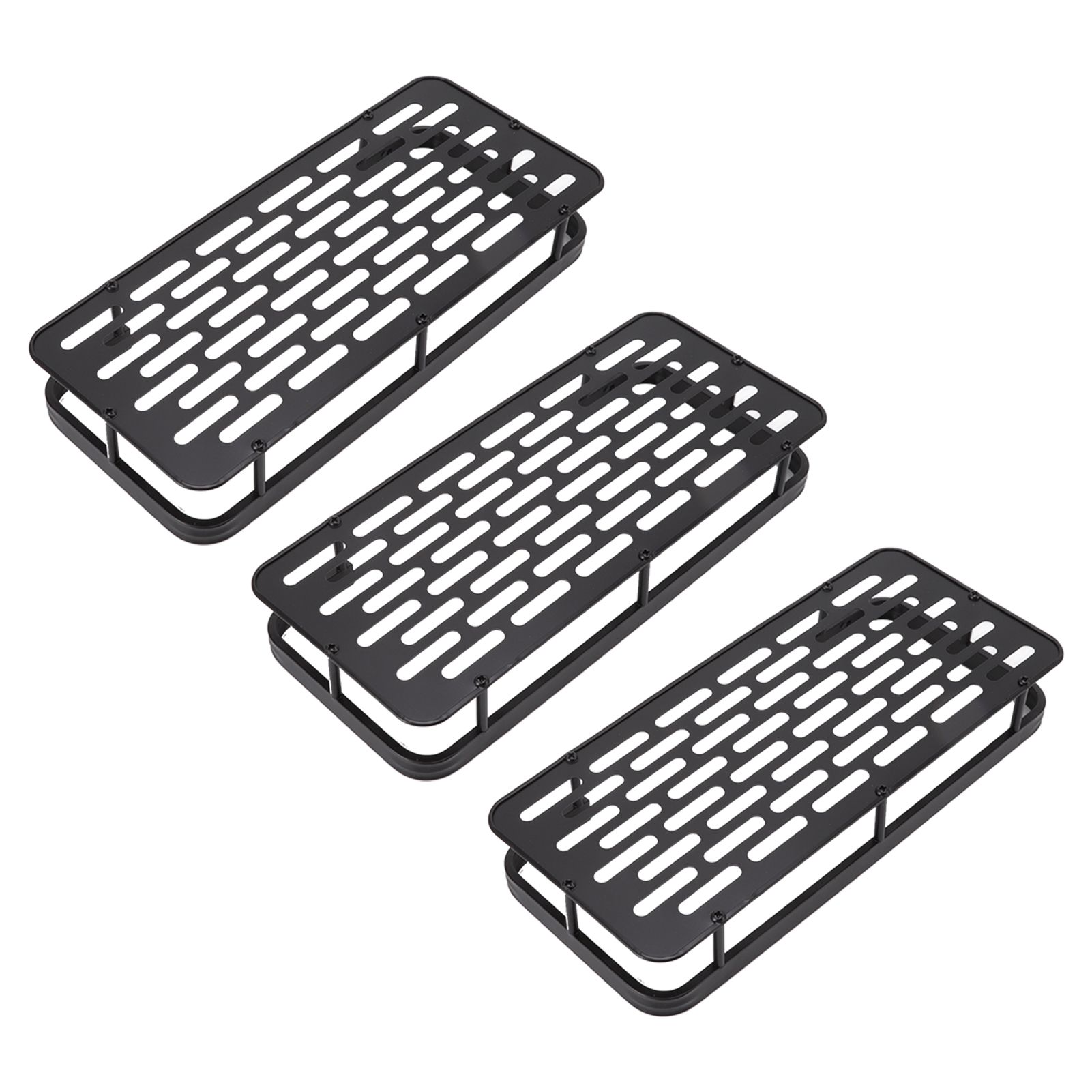 Shower Storage Rack 3 Layers Punch Free Rectangle Aluminum Shower Shelf Basket view 2