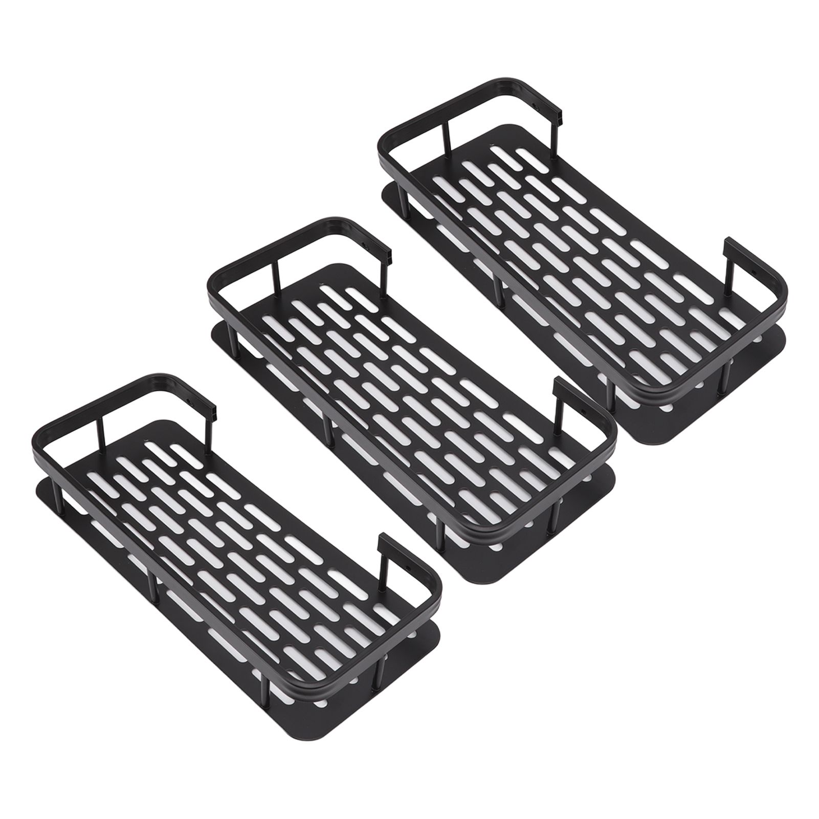 Shower Storage Rack 3 Layers Punch Free Rectangle Aluminum Shower Shelf Basket view 3