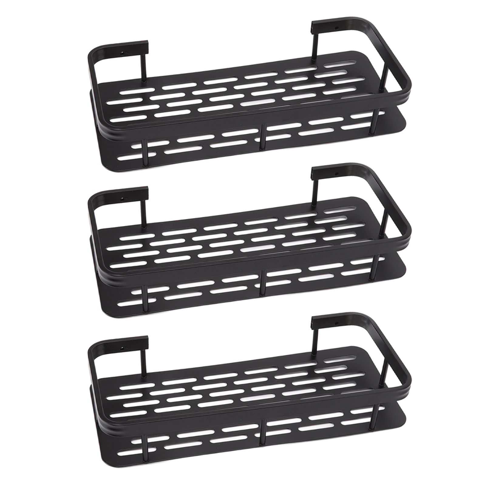 Shower Storage Rack 3 Layers Punch Free Rectangle Aluminum Shower Shelf Basket view 4