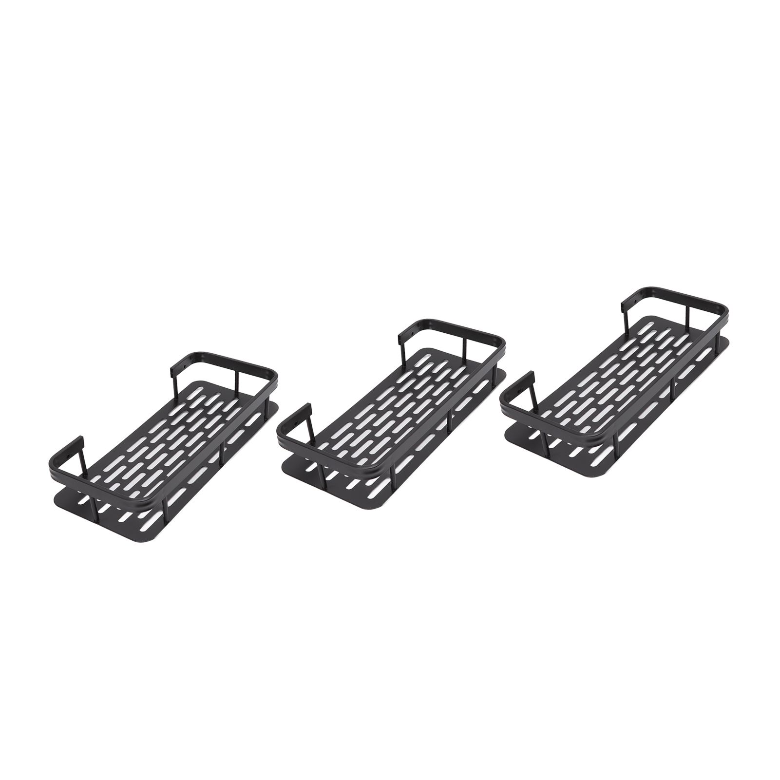 Shower Storage Rack 3 Layers Punch Free Rectangle Aluminum Shower Shelf Basket view 6
