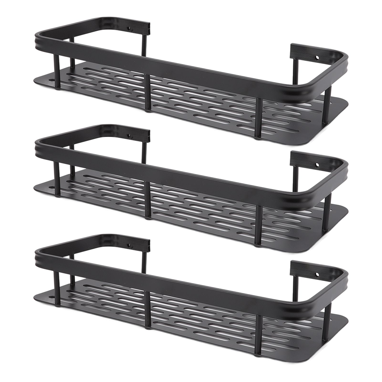 Shower Storage Rack 3 Layers Punch Free Rectangle Aluminum Shower Shelf Basket view 9