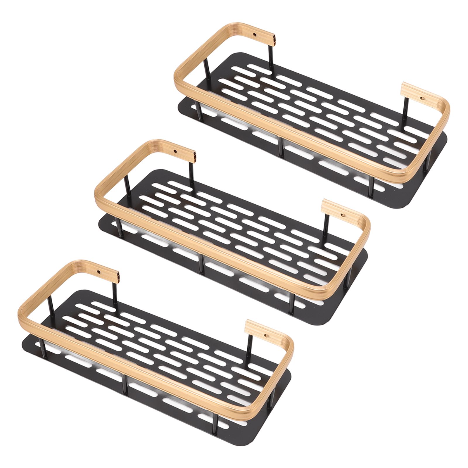 Shower Storage Rack 3 Layers Punch Free Rectangle Aluminum Shower Shelf Basket view 3