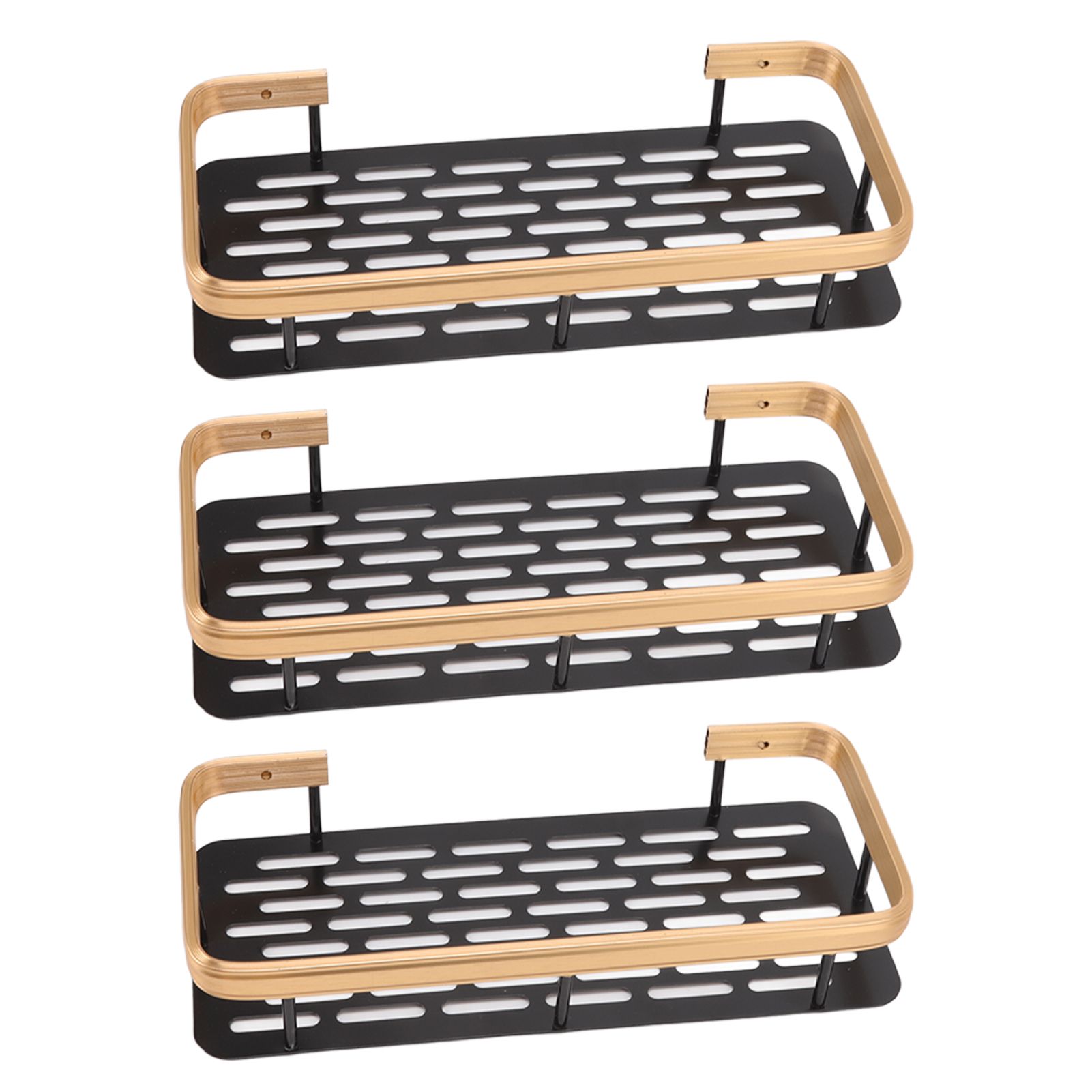 Shower Storage Rack 3 Layers Punch Free Rectangle Aluminum Shower Shelf Basket view 4