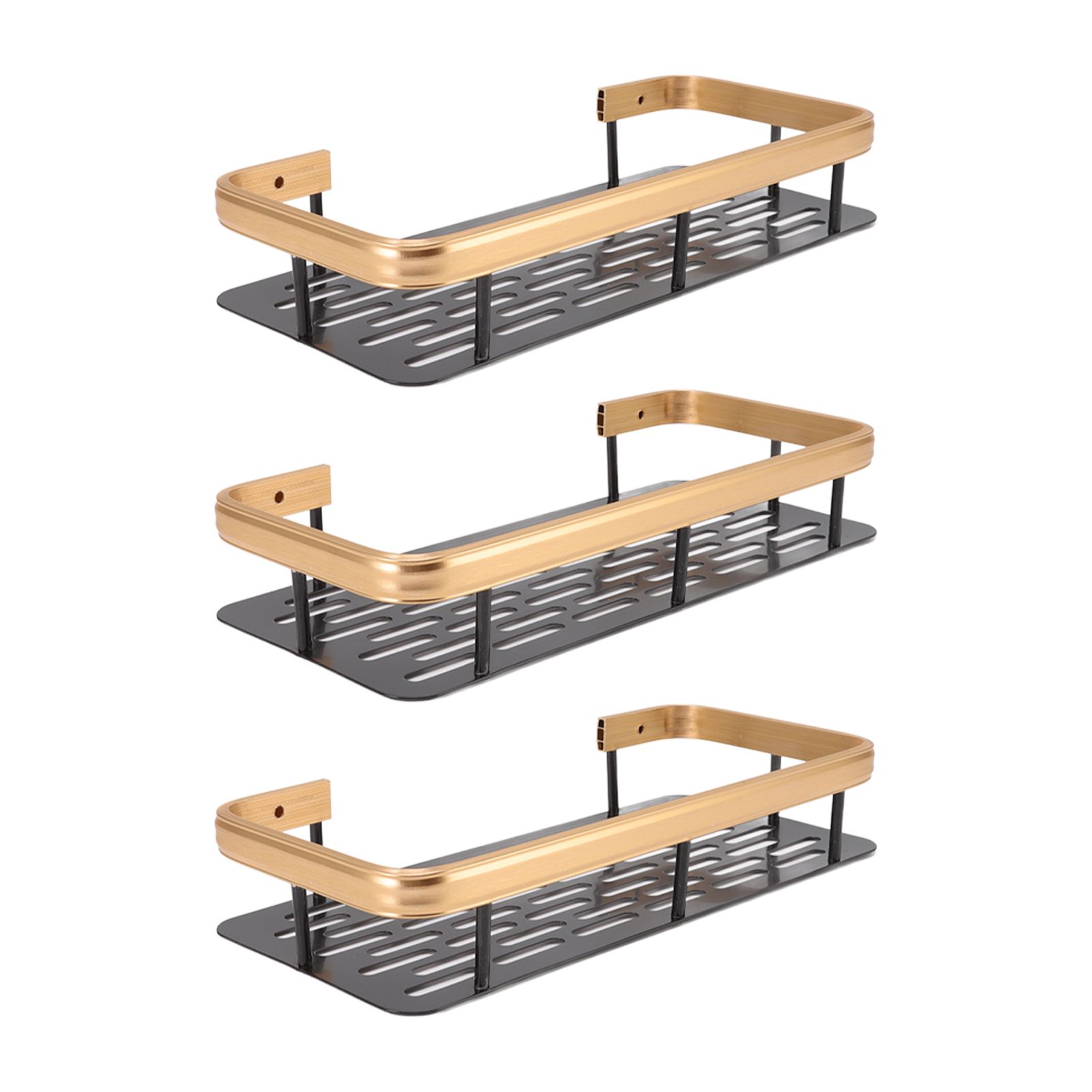 Shower Storage Rack 3 Layers Punch Free Rectangle Aluminum Shower Shelf Basket view 7