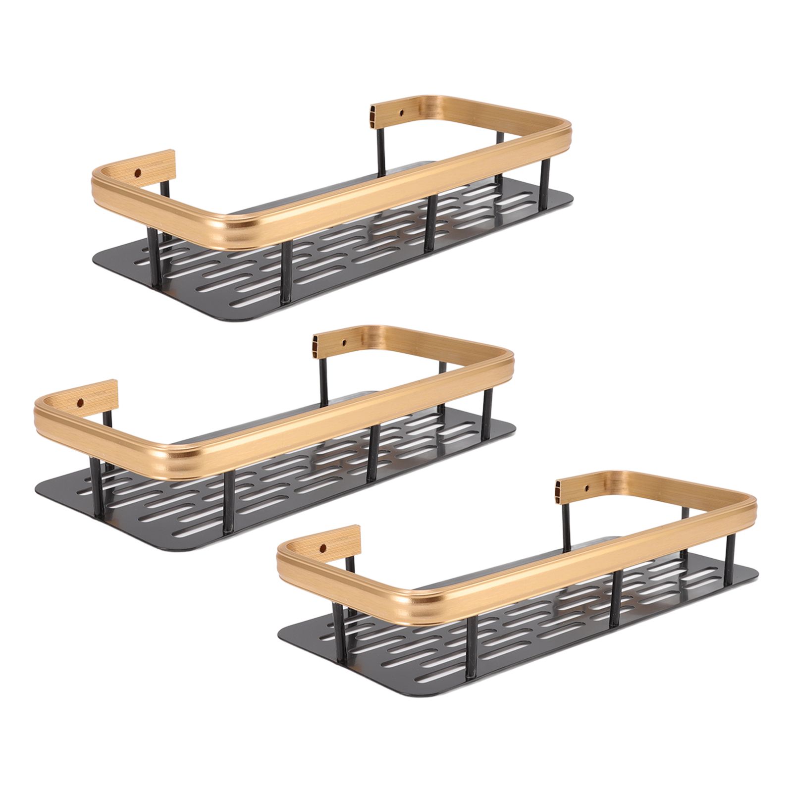 Shower Storage Rack 3 Layers Punch Free Rectangle Aluminum Shower Shelf Basket view 8