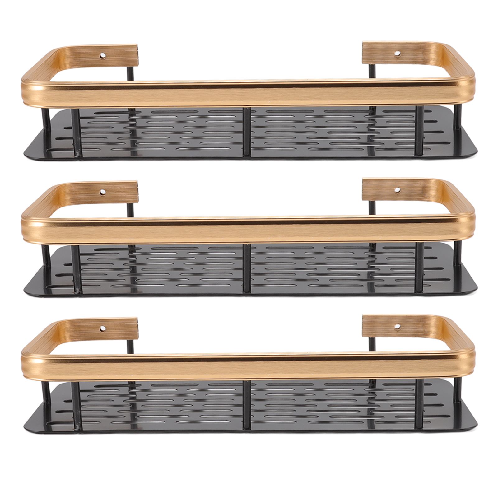 Shower Storage Rack 3 Layers Punch Free Rectangle Aluminum Shower Shelf Basket view 10