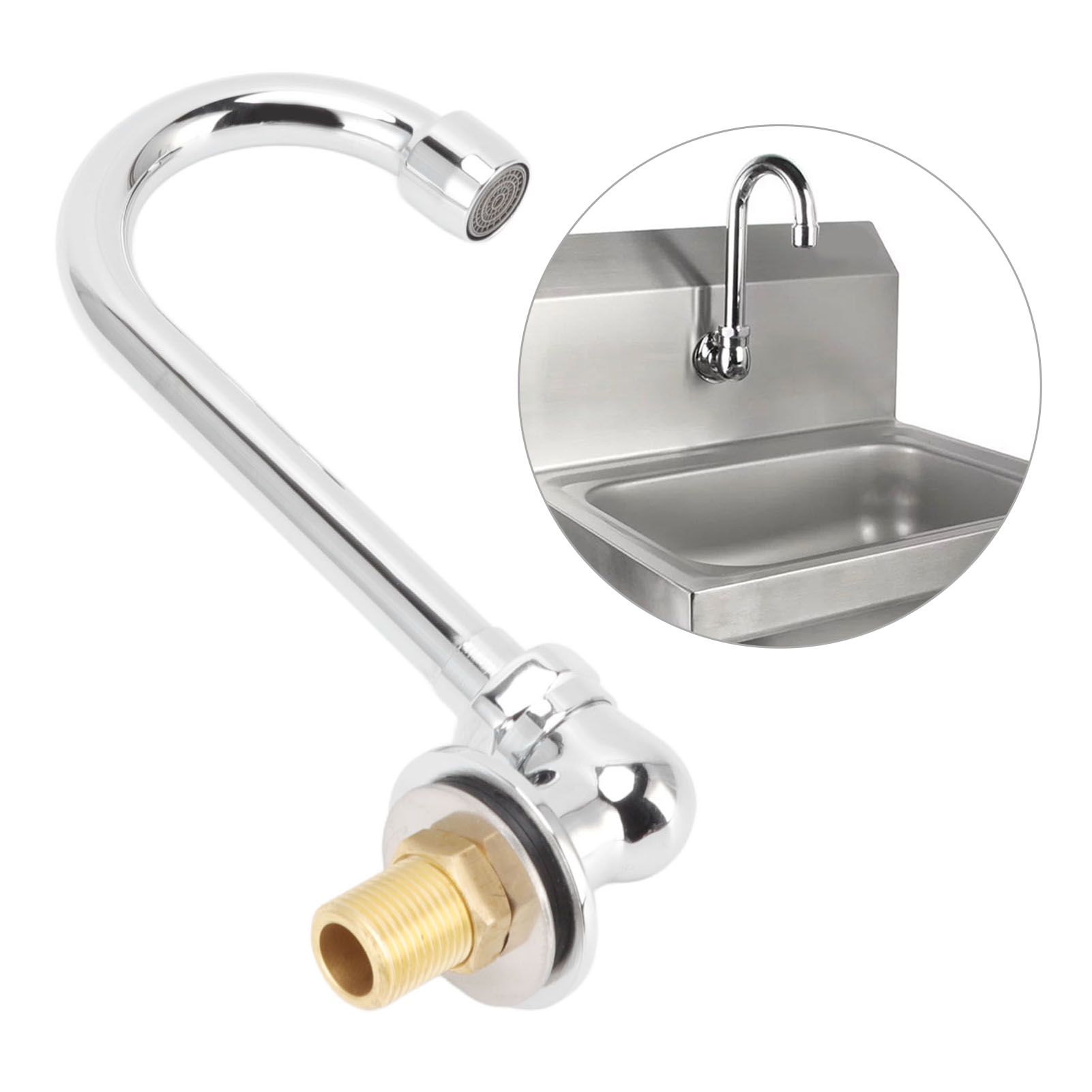 Foot Pedal Faucet Stainless Steel G1/2 Thread Wall Mounted Knee Valve Basin view 11
