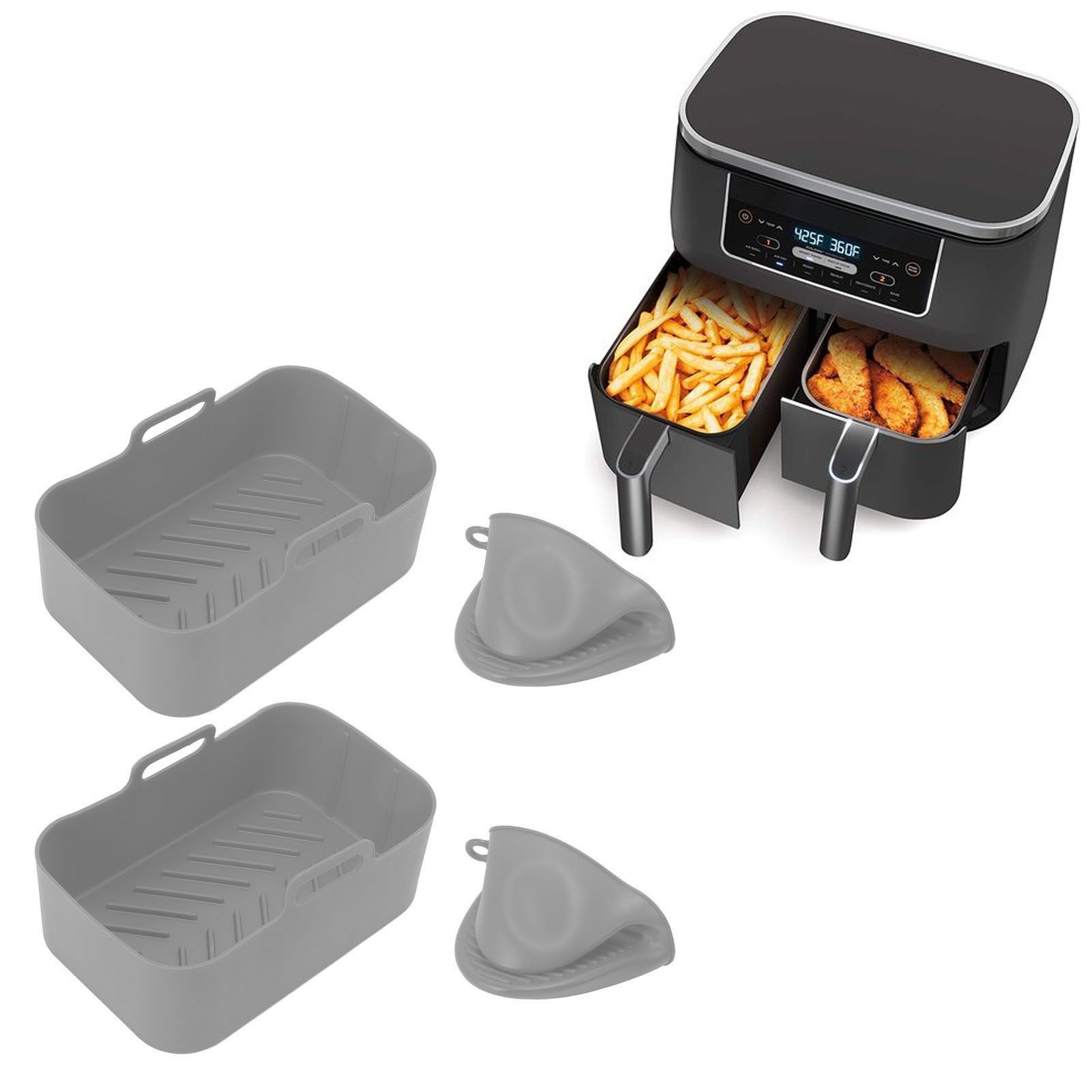 2Set Rectangular Fryer Silicone Pot Fryer Silicone Liners Rectangular Basket view 11