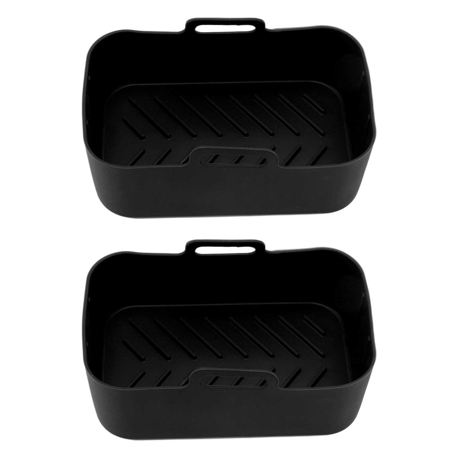 2 Sets Kitchen Fryer Silicone Basket and Mat Reusable Non Stick Rectangular view 3