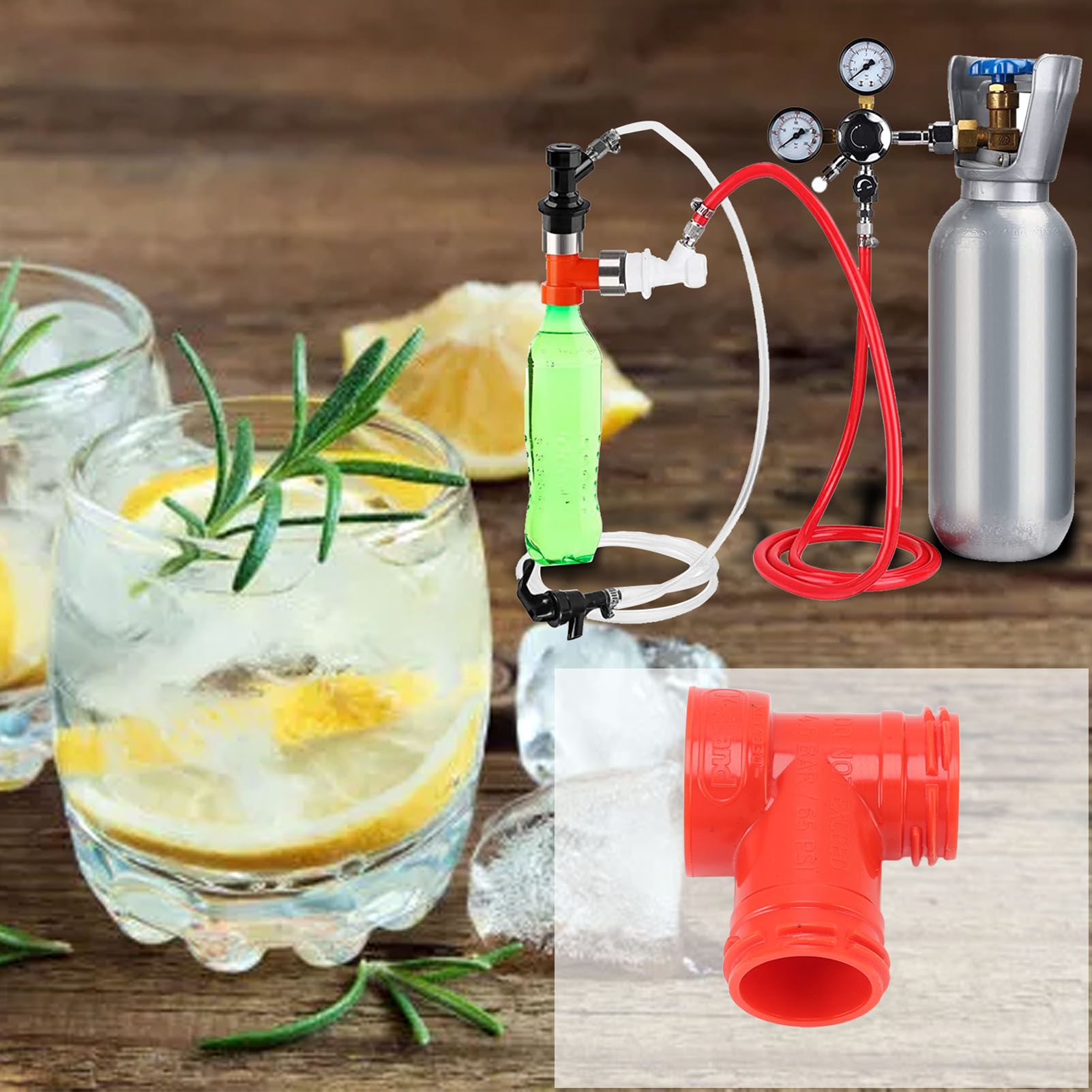 Beer Barrel Tee Adapter Plastic Carbonation Cap Tee Fitting Adapter Oxygen view 12