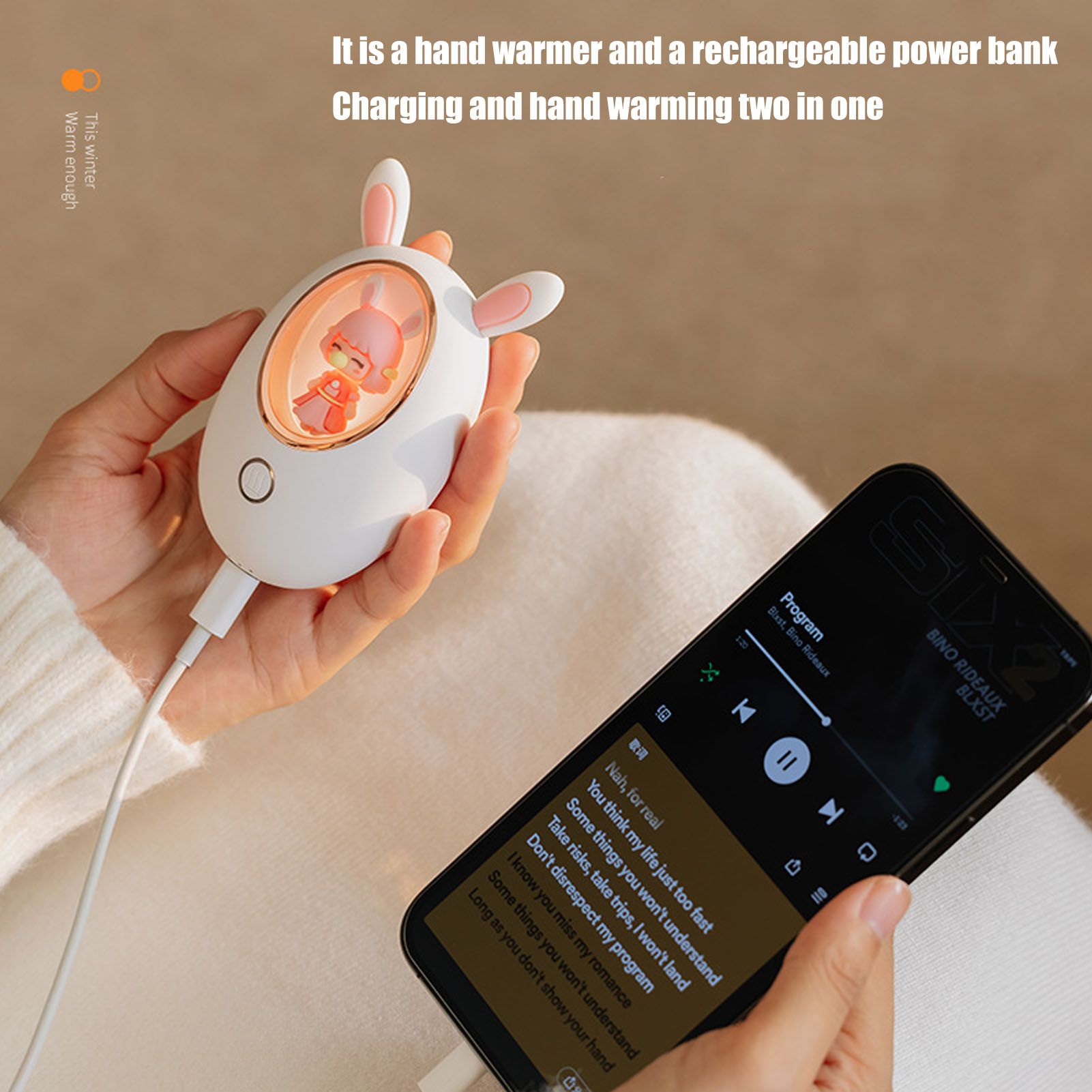 Rechargeable Hand Warmer USB 3000mAh Portable Electric Hand Warmer Power Bank view 14