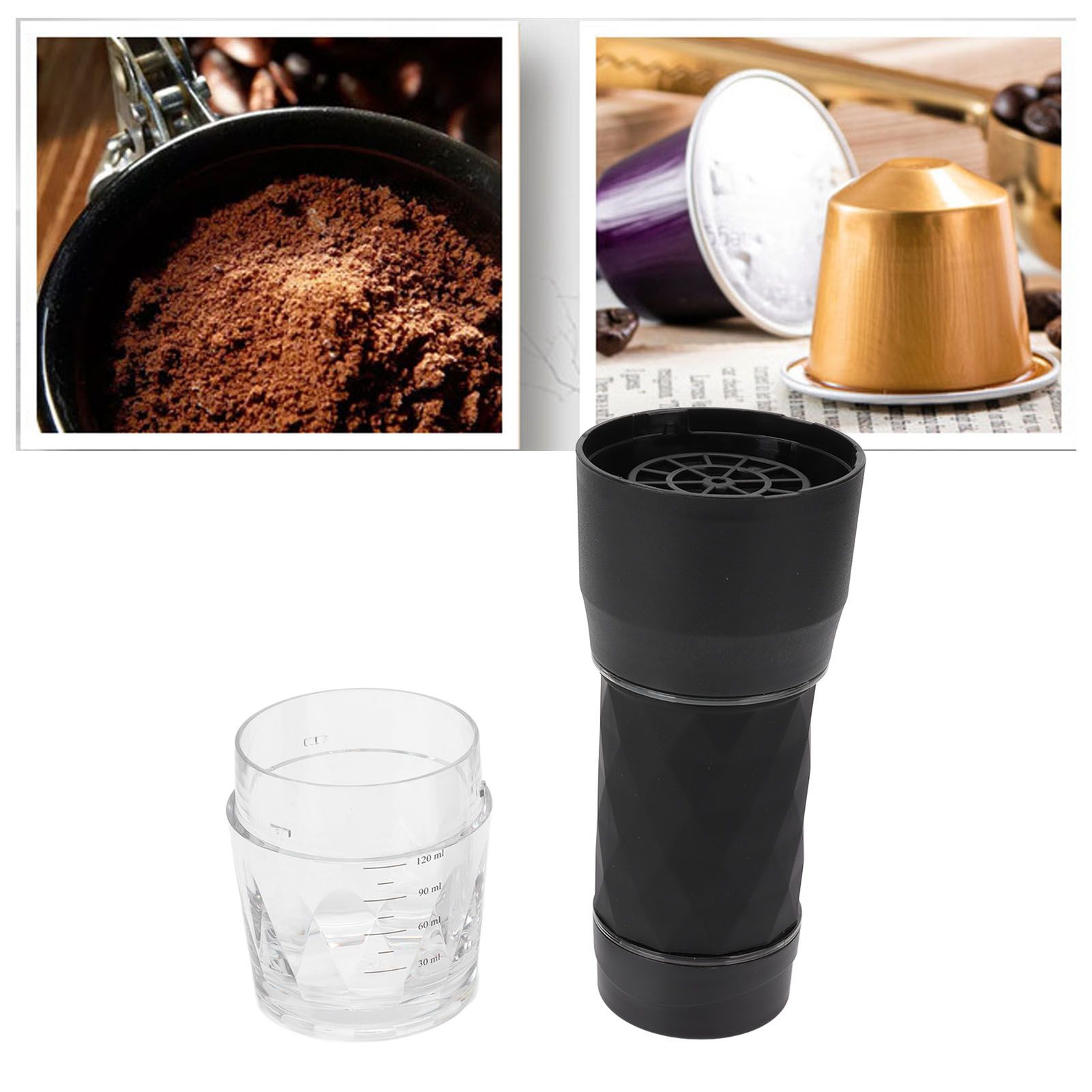 Maual Hand Coffee Maker Portable Travel Coffee Machine Compatible Ground view 11