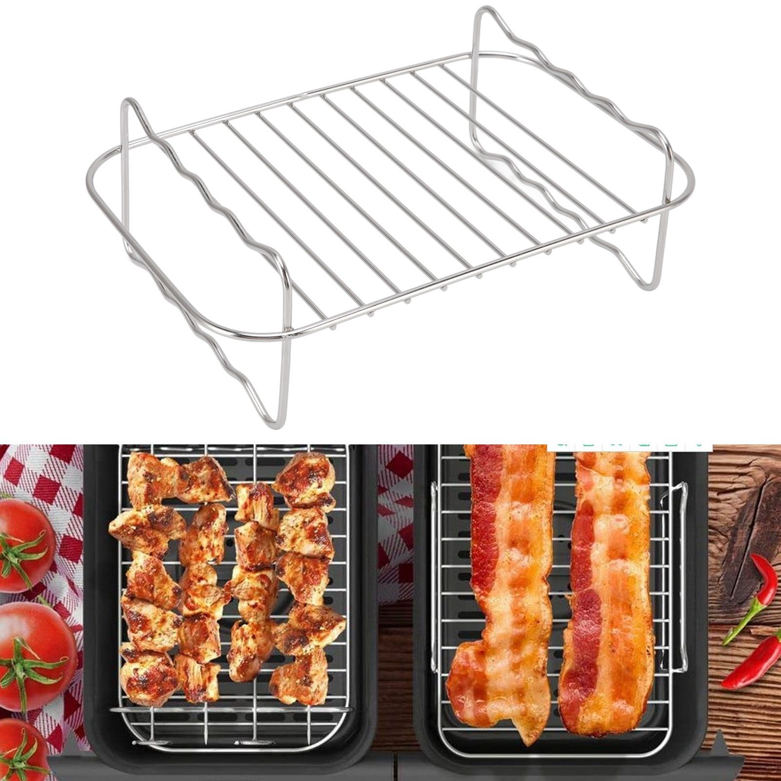 Fryer Rack Stainless Steel Rectangle Double Layer Fryer Accessory for NINJA view 12