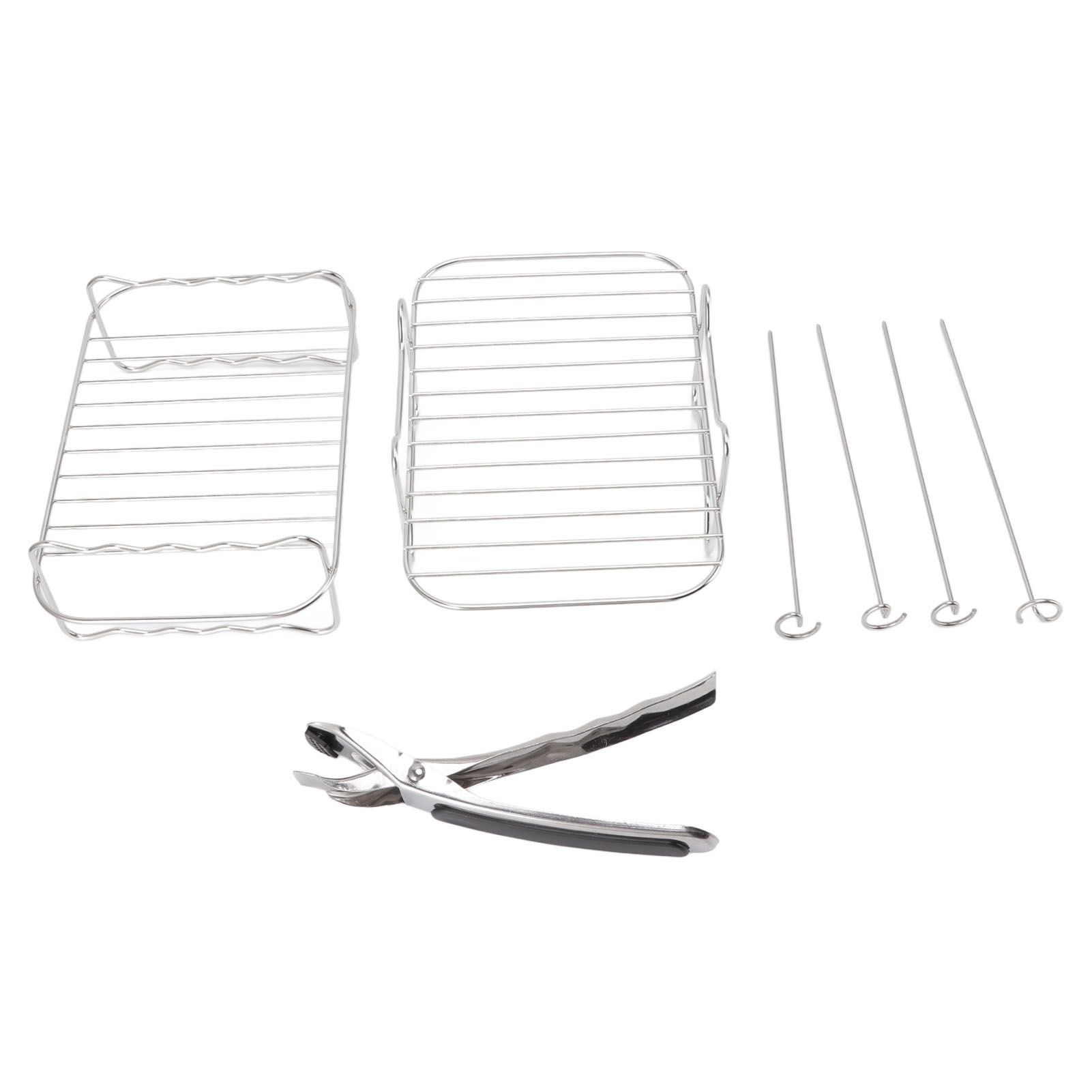 Fryer Rack Stainless Steel Skewer Rack Fryer Steaming Rack with Anti Scalding view 3
