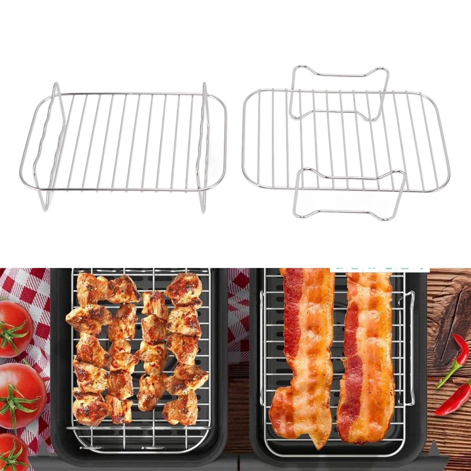 Fryer Rack Stainless Steel Skewer Rack Fryer Steaming Rack with Anti Scalding view 11